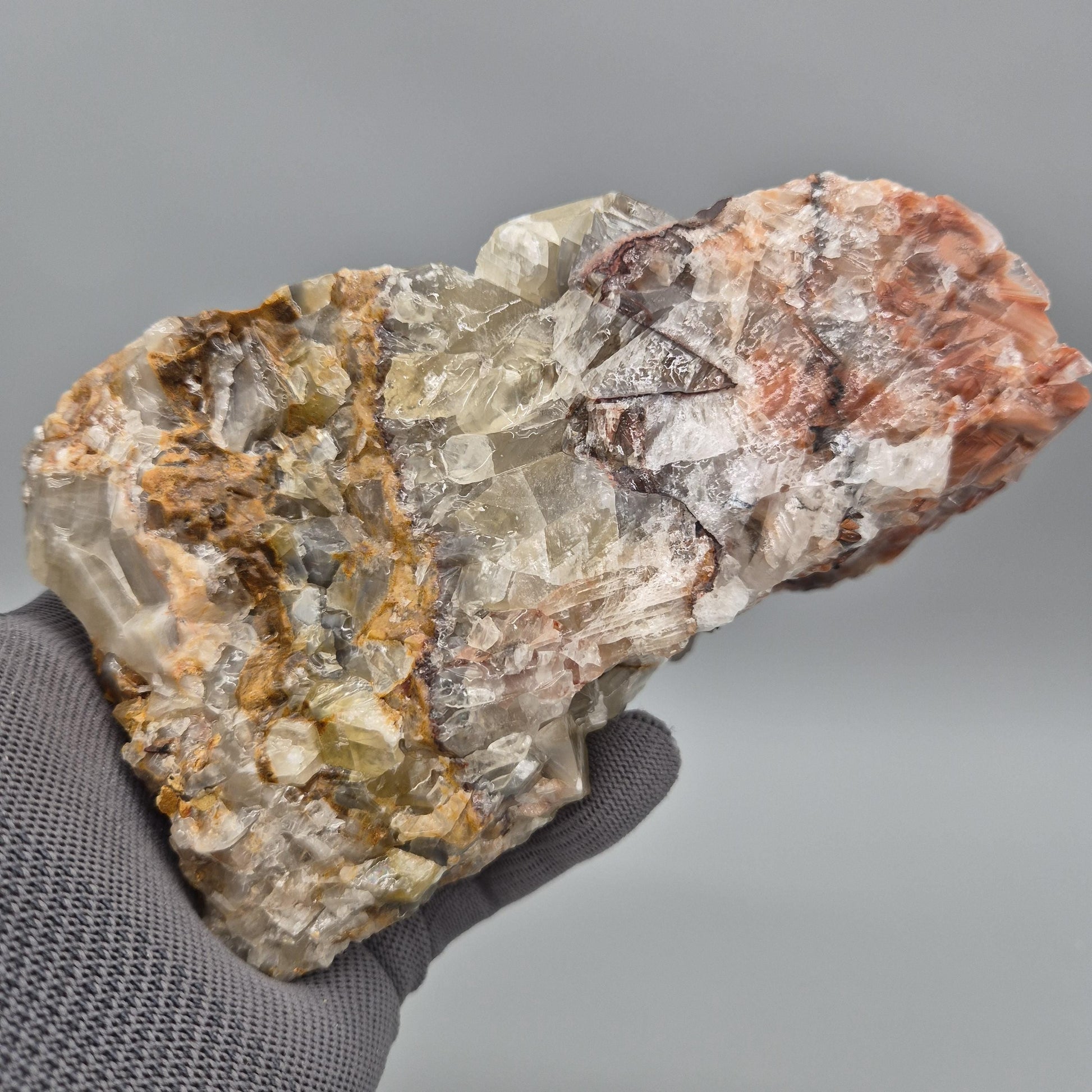 AAA+ Tri-Color Rainbow Banded Calcite Cluster - 7in, 3.6 lbs - Chihuahua Mexico Calcite, Natural Mineral Display Specimen Crystal Hoarder