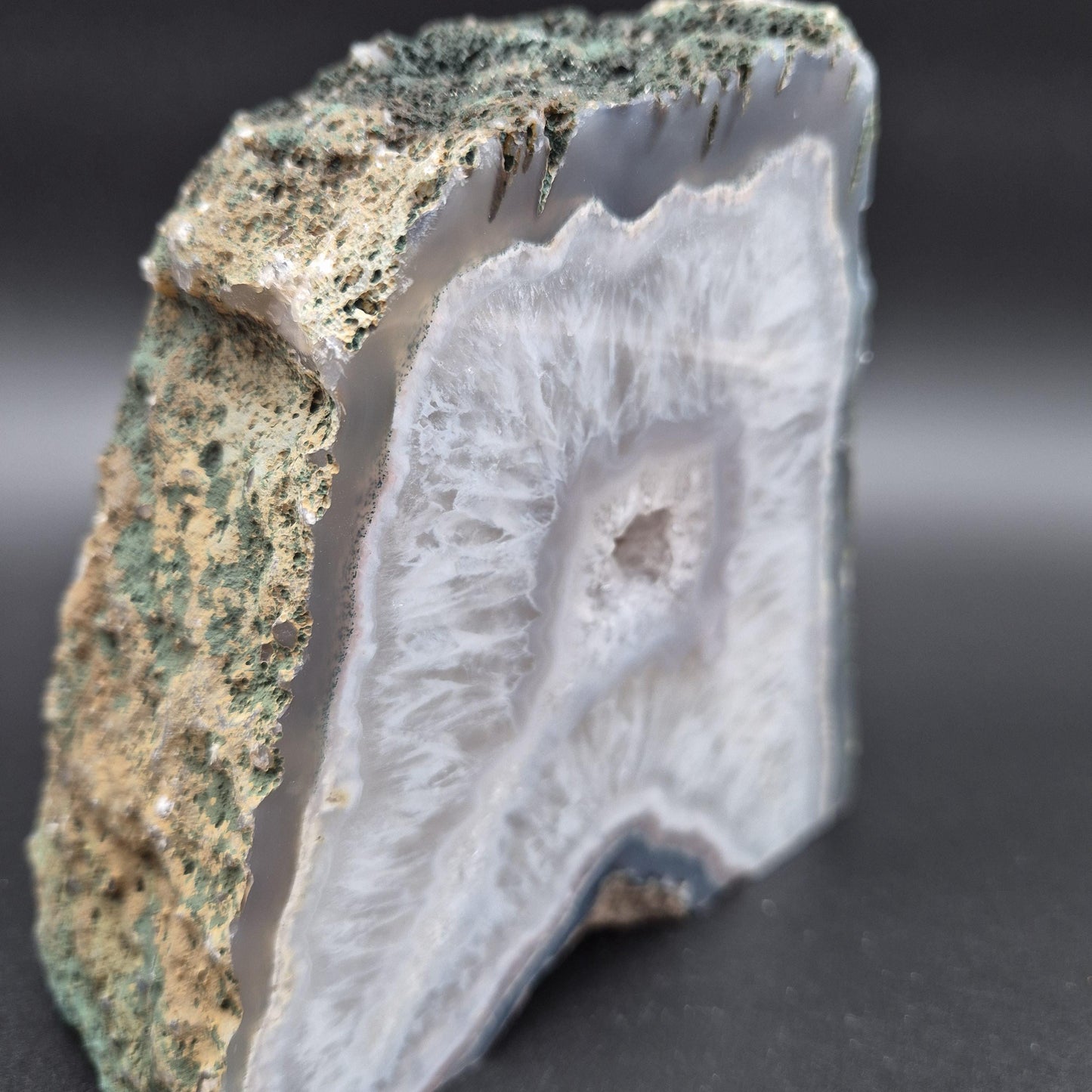 5.06 lb Druzy Amethyst with Blue Agate Cut Base – 6"x6"x2.5" – Brazil Crystal Hoarder