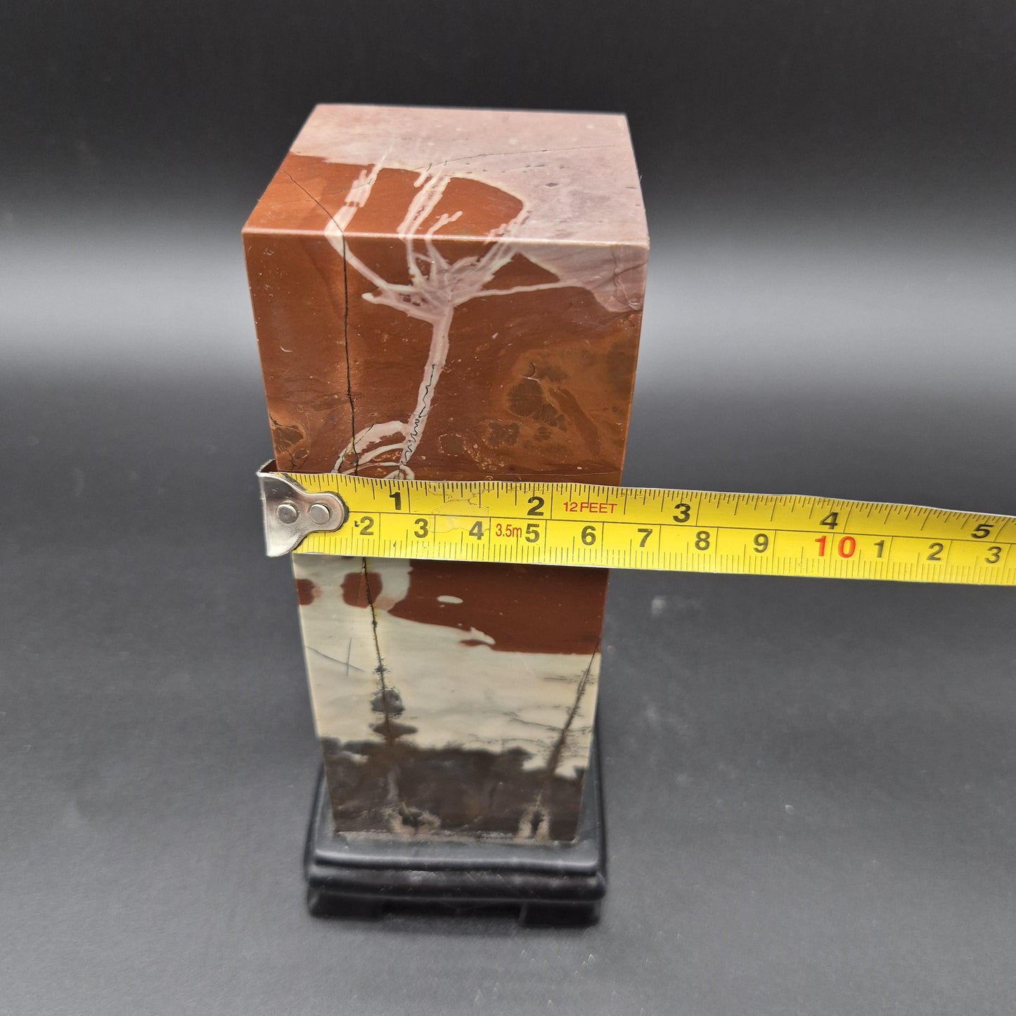 AAA+ Picture Jasper on Wood Base | Vibrant Red & Gray Natural Scenic Stone Display | 3.58 lbs Crystal Hoarder
