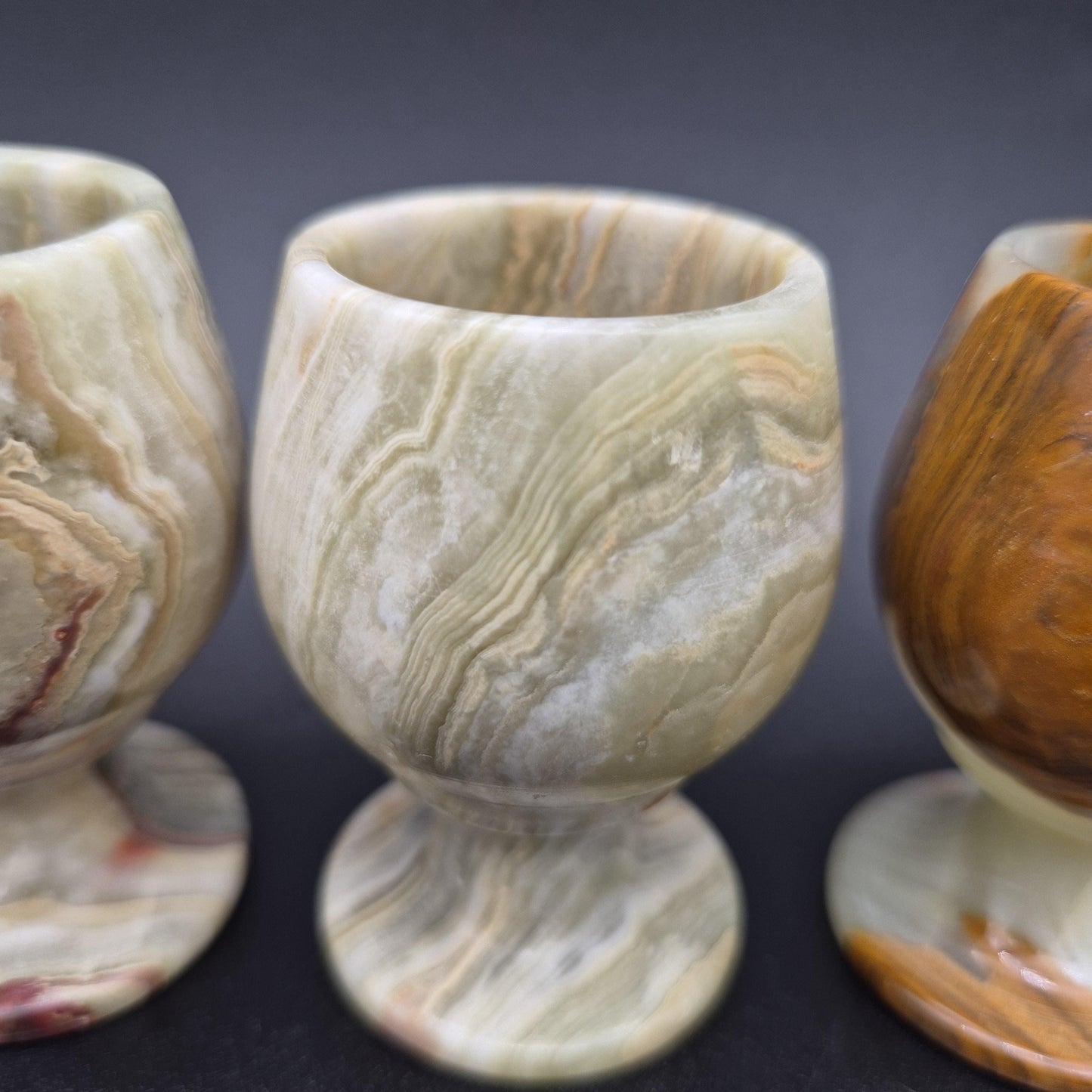 Set of 6 Green Onyx Sherry Glasses | 3 inch tall  | Hand Carved Natural Stone Drinkware Crystal Hoarder