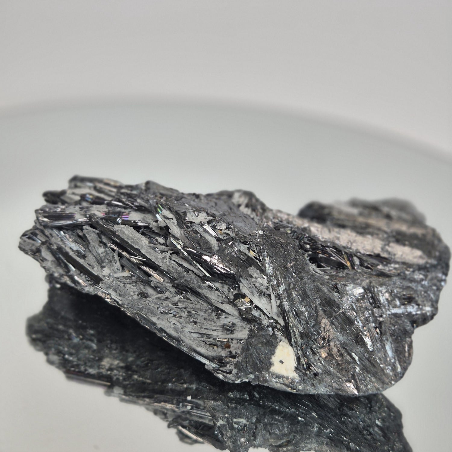 Large Natural Stibnite Crystal Specimen - 14.55 oz, 5.5 x 2.5in - Raw Metallic Mineral Collectible Crystal Hoarder