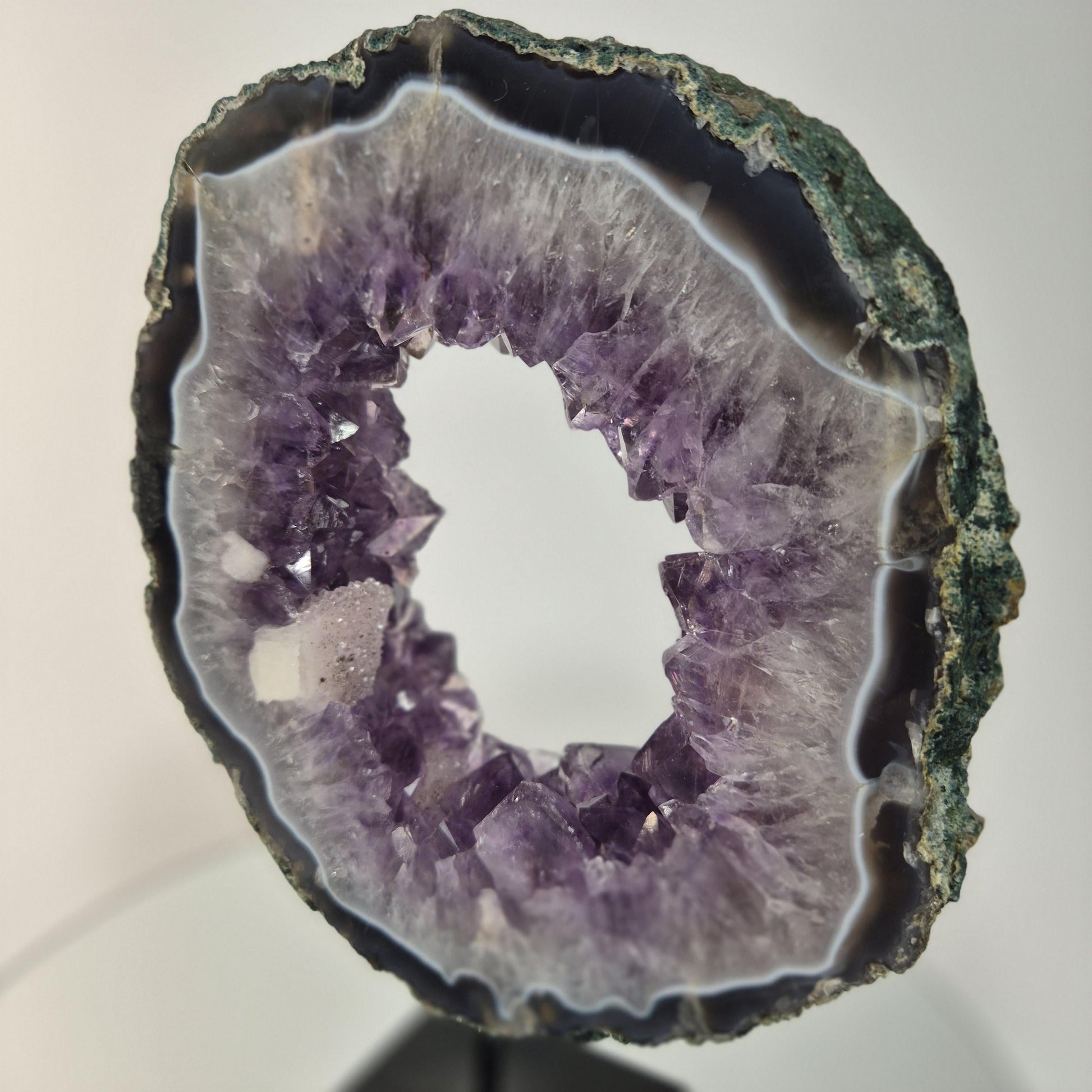 Amethyst Portal | Blue Banded Agate, Druzy Sugar Calcite Crystal Specimen Crystal Hoarder