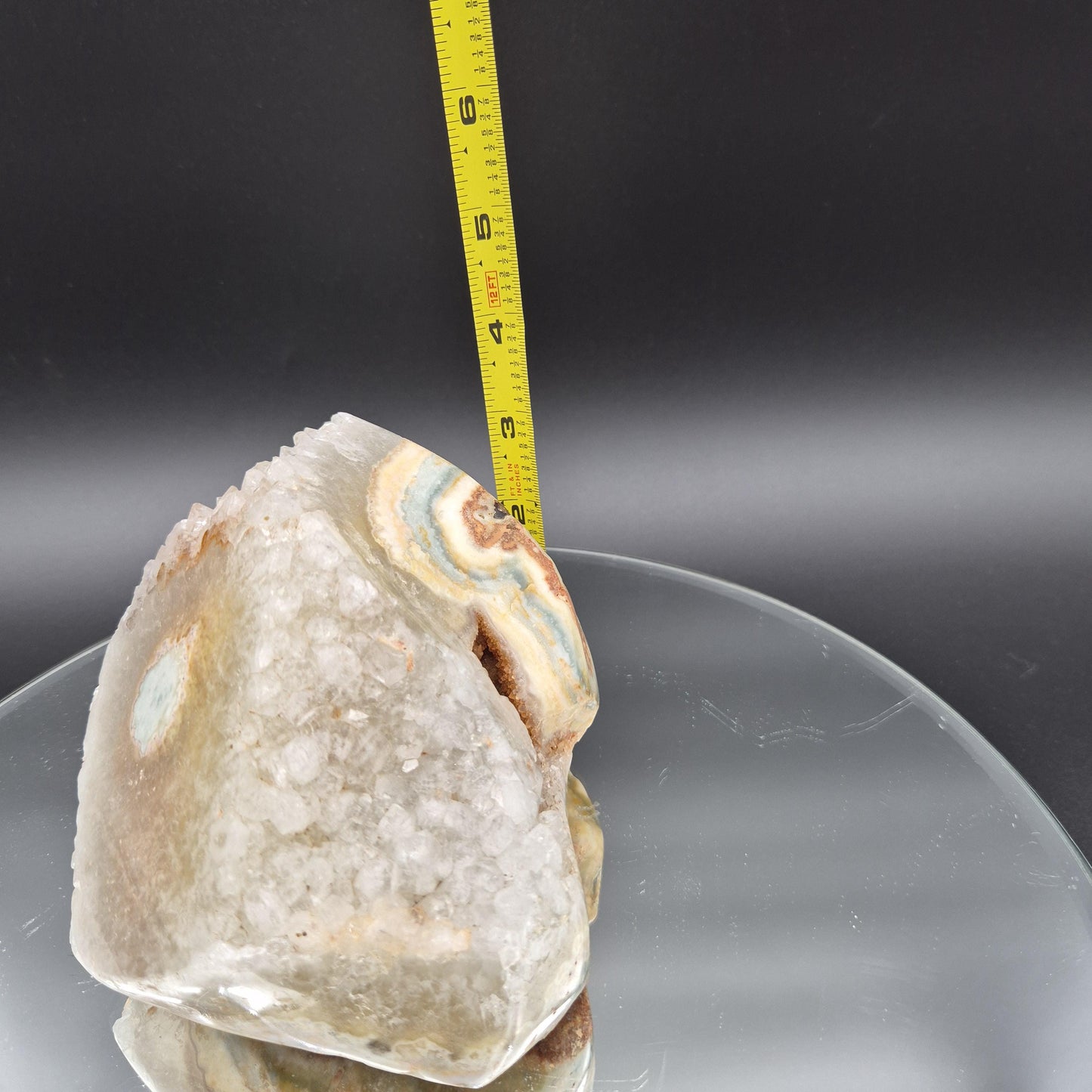 Super Rare Green Pastel Stalactite Eye with Quartz Uruguay 3.53 lbs Crystal Hoarder