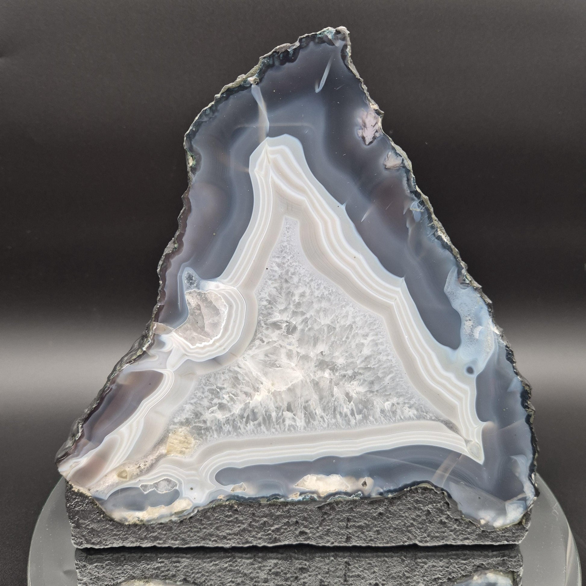 Druzy Amethyst with Blue Banded Agate Cathedral – Brazil – 13.04 lb Statement Specimen Crystal Hoarder