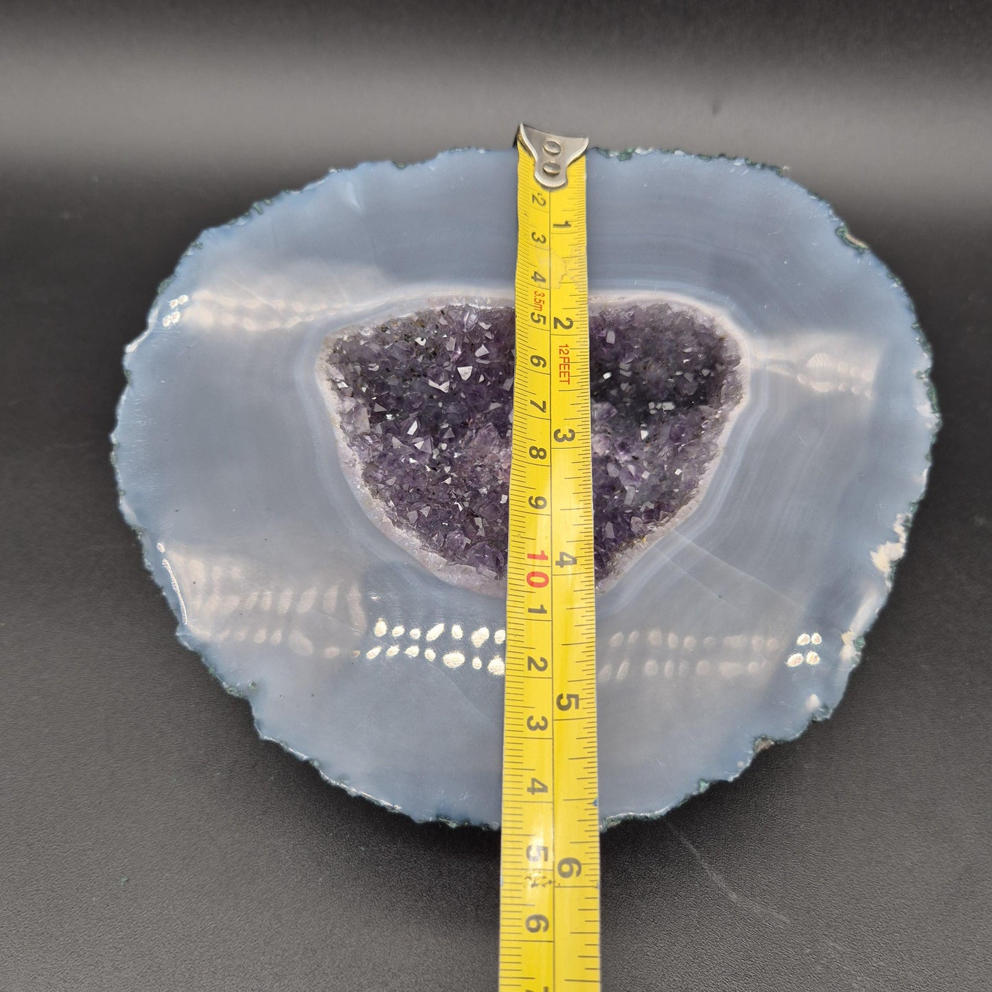 Rare AAA+ Druzy Amethyst with Dark Blue Agate Brazil 4.68 lbs 6.5x5.5x3.5 Collector Crystal Crystal Hoarder