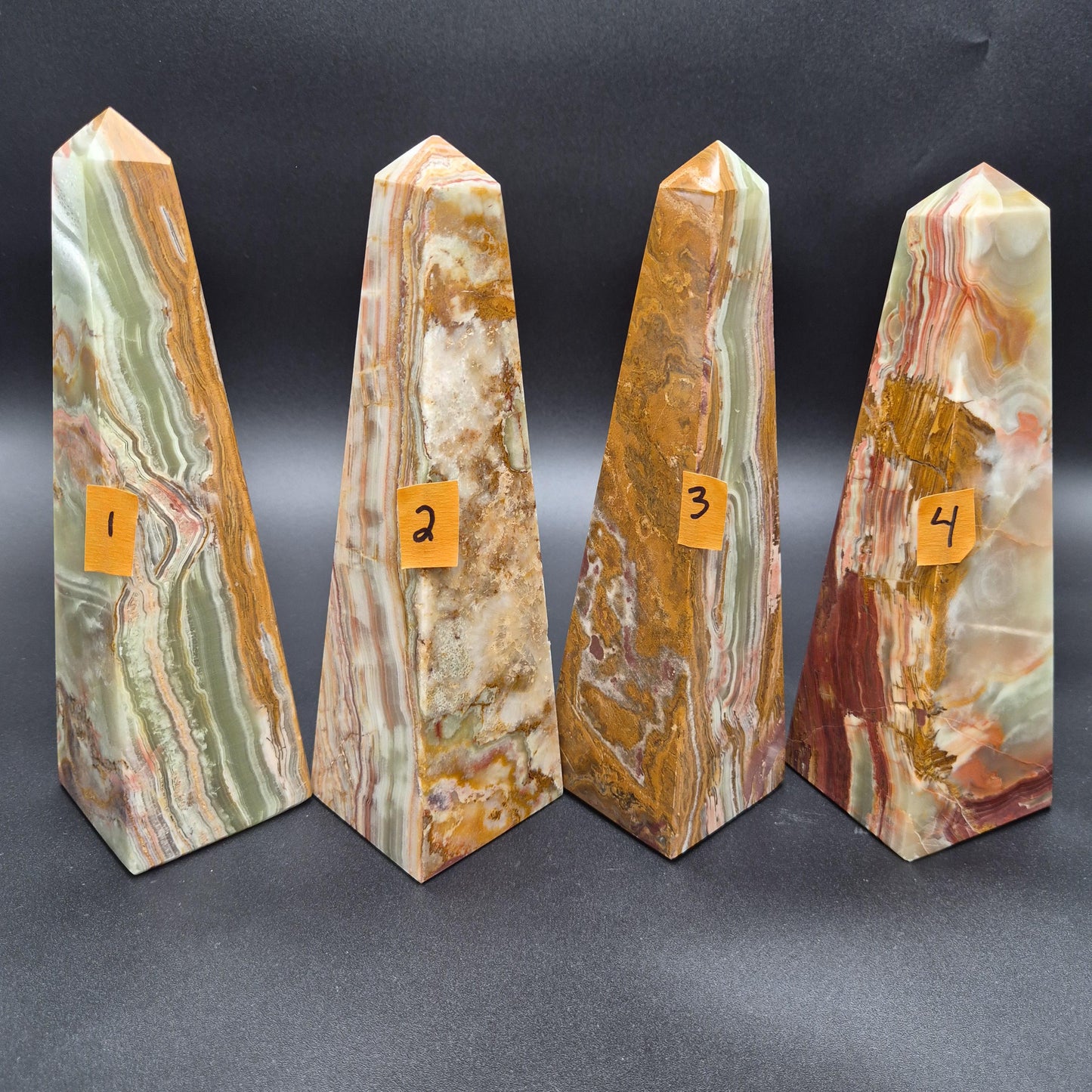10 inch Polished Green Onyx Tower | Natural Onyx Crystal Point | Green Stone Decor | 4 Available | 4.5lbs Crystal Hoarder