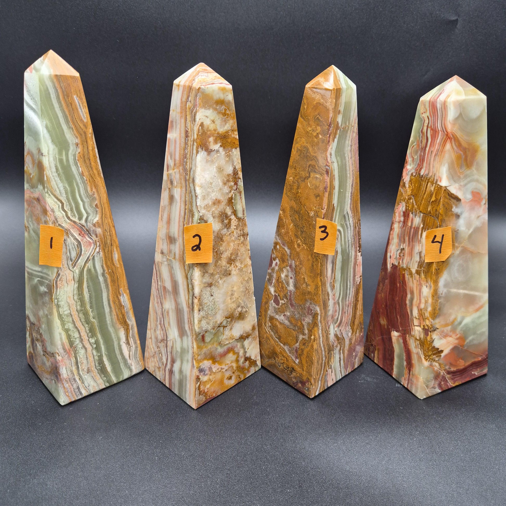 10 inch Polished Green Onyx Tower | Natural Onyx Crystal Point | Green Stone Decor | 4 Available | 4.5lbs Crystal Hoarder