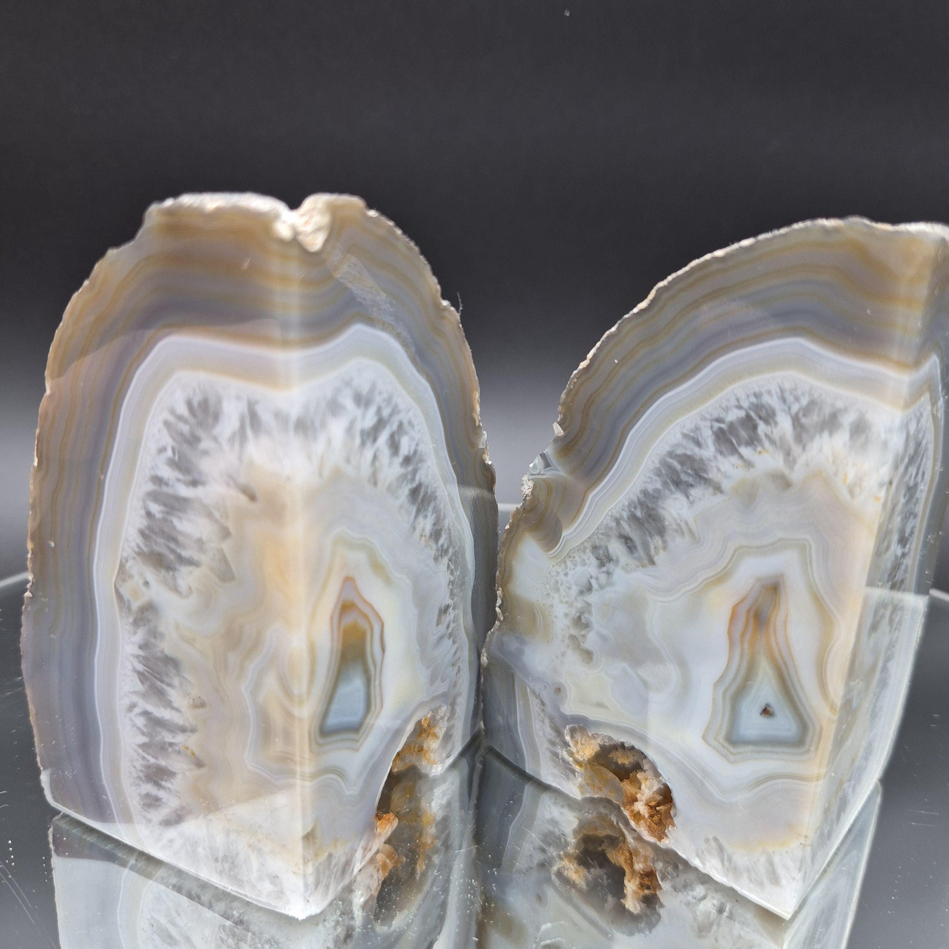 Two in One 2 Sided Blue Banded Agate Bookends from Brazil 1.44 lbs Crystal Hoarder