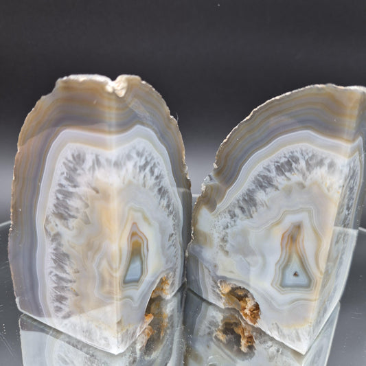 Two in One 2 Sided Blue Banded Agate Bookends from Brazil 1.44 lbs Crystal Hoarder