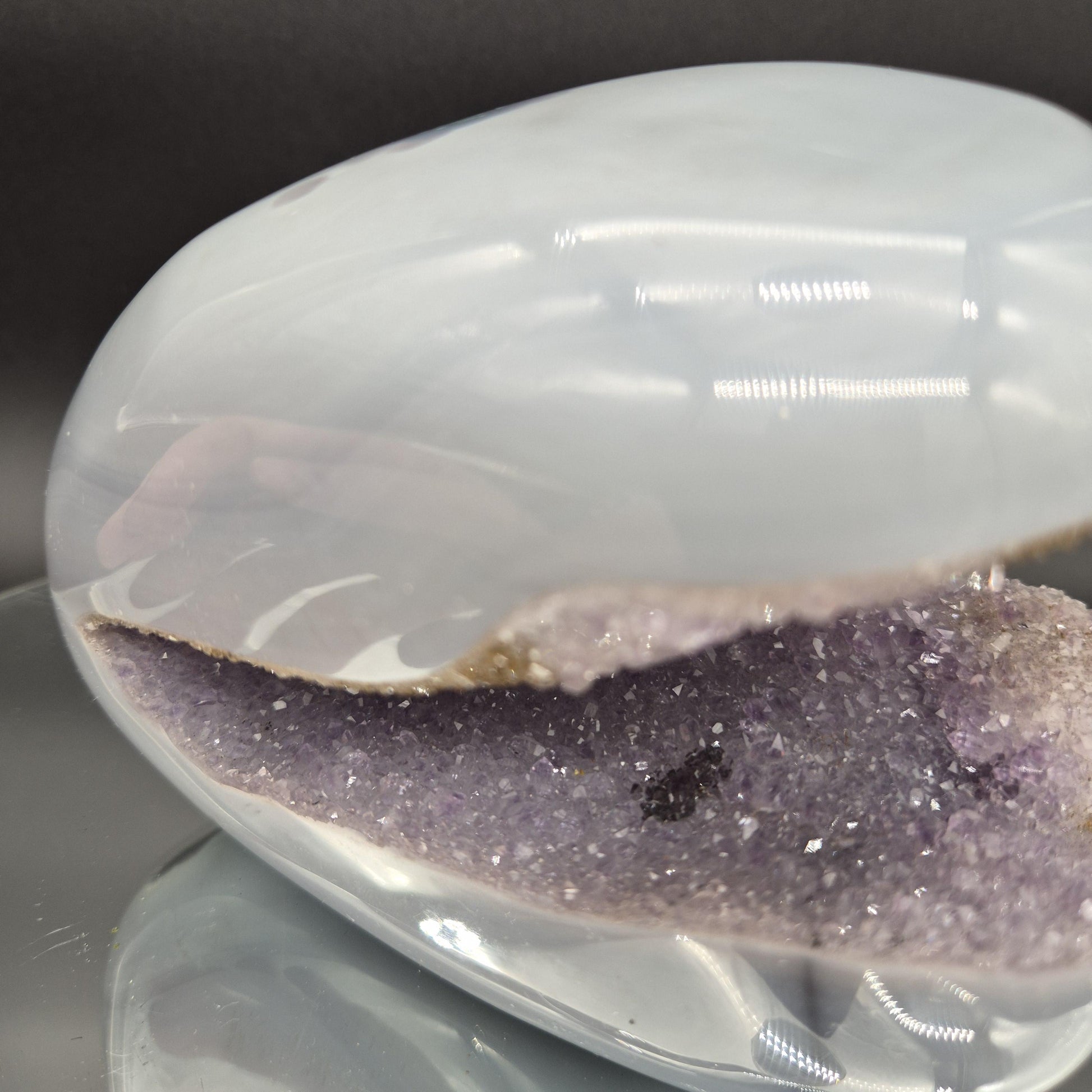 Super Rare One of a Kind Galaxy Amethyst with Hematite Baby Blue Agate 6x4x3 5.05 lbs Brazil Crystal Hoarder