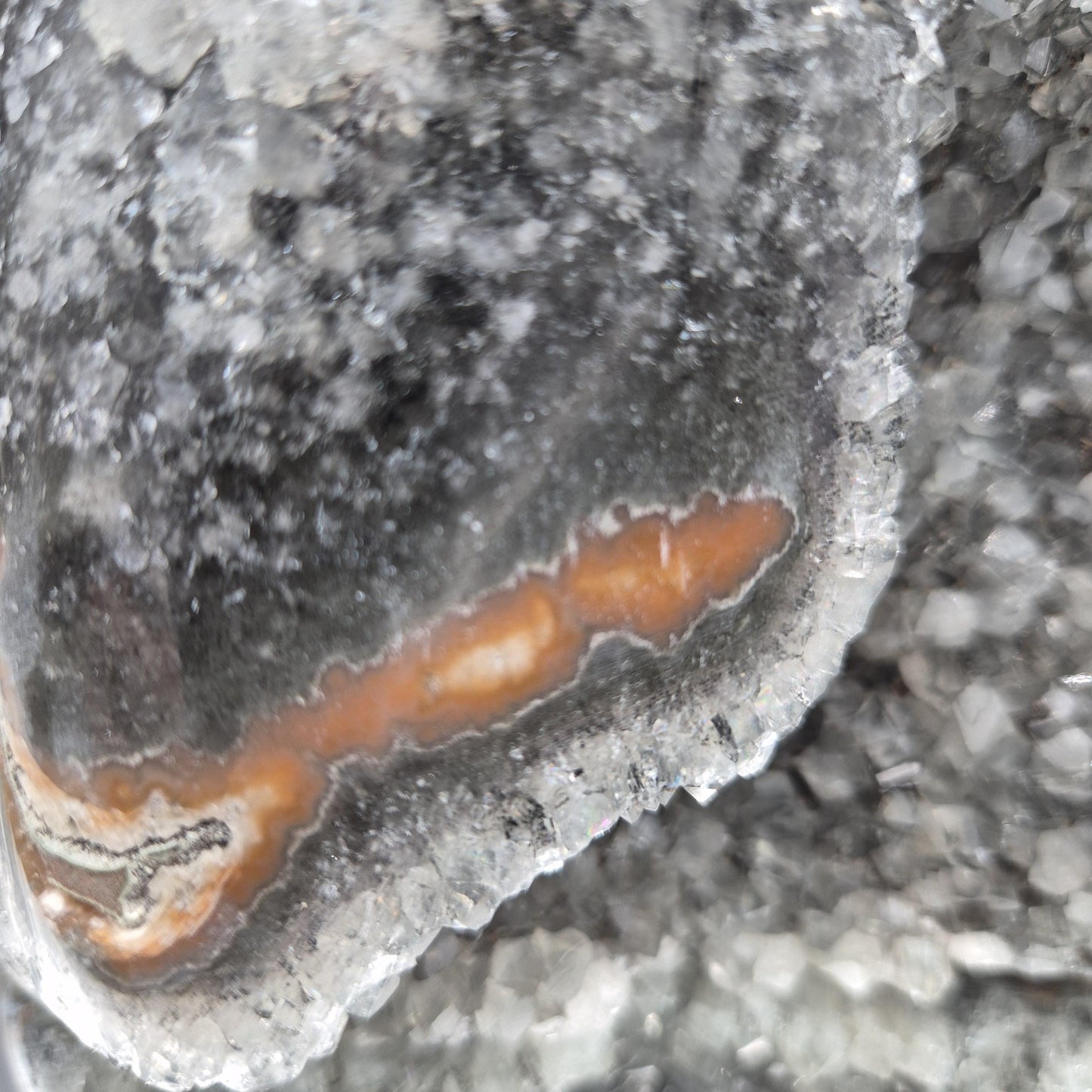 3.69 lb Collector Quality Super Rare Green Amethyst with Bright Orange Stalactite Eye – 6"x5.5"x3.5" – Uruguay Crystal Hoarder