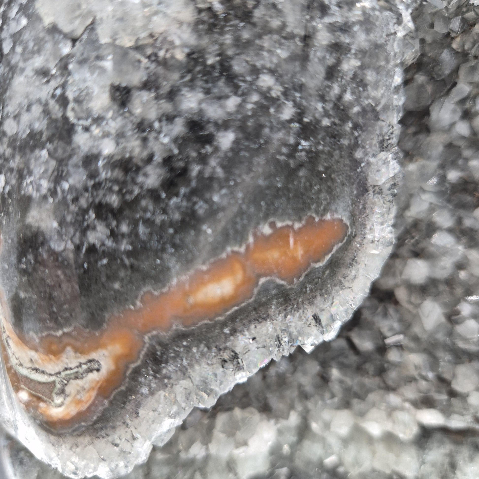 3.69 lb Collector Quality Super Rare Green Amethyst with Bright Orange Stalactite Eye – 6"x5.5"x3.5" – Uruguay Crystal Hoarder