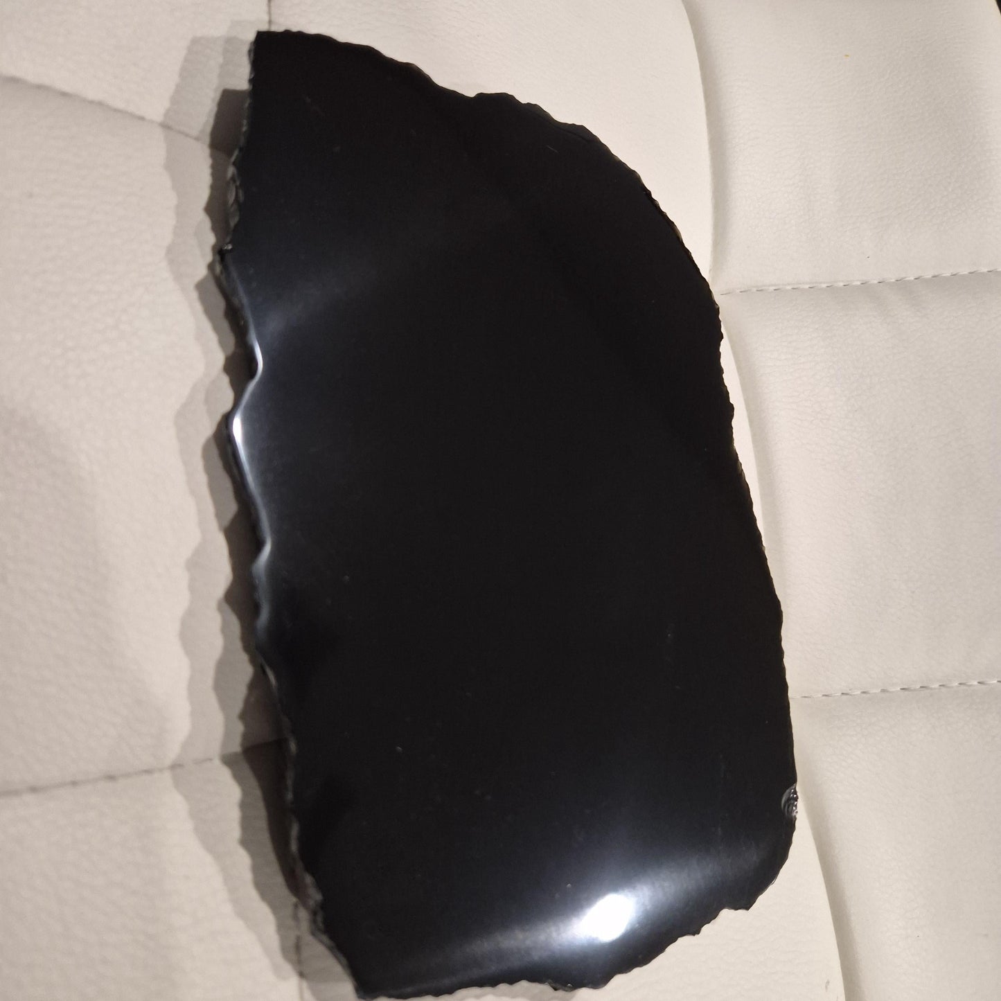 Black Obsidian Scrying Mirror 7.5x5 inch | Live Edge Polished Volcanic Glass Divination Mirror | 1.19 lbs Crystal Hoarder