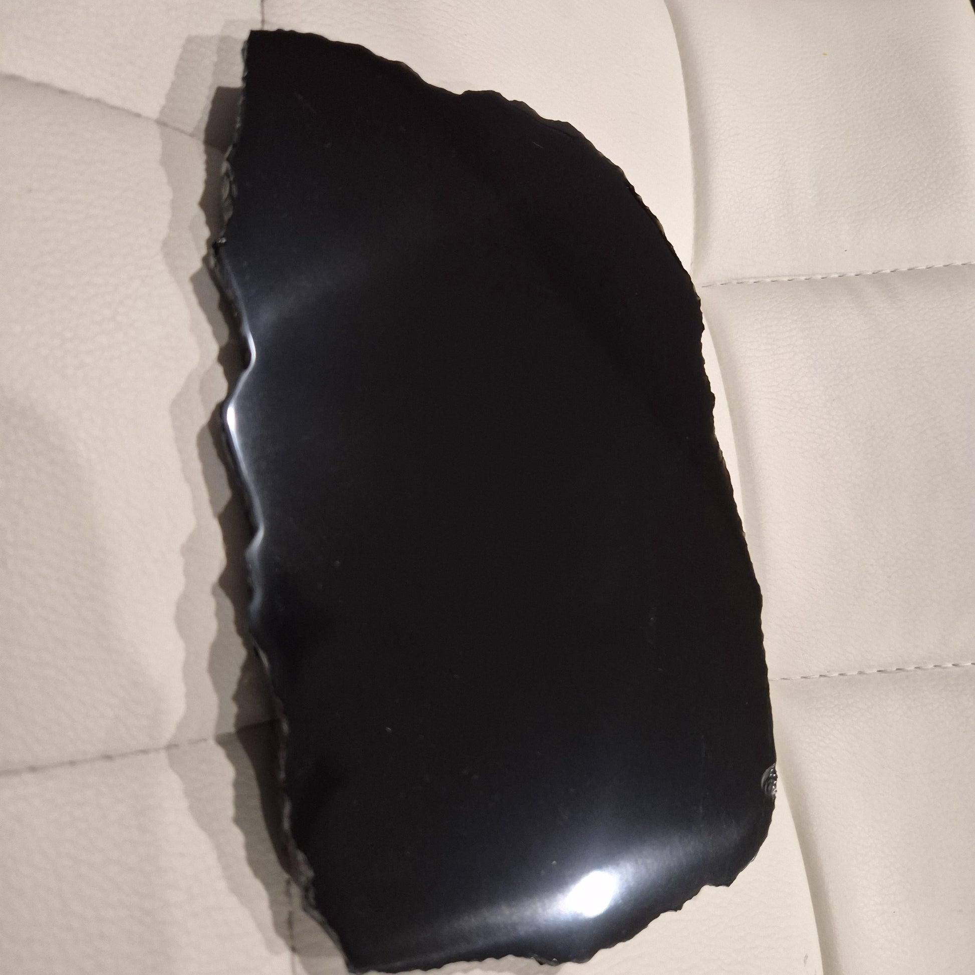 Black Obsidian Scrying Mirror 7.5x5 inch | Live Edge Polished Volcanic Glass Divination Mirror | 1.19 lbs Crystal Hoarder