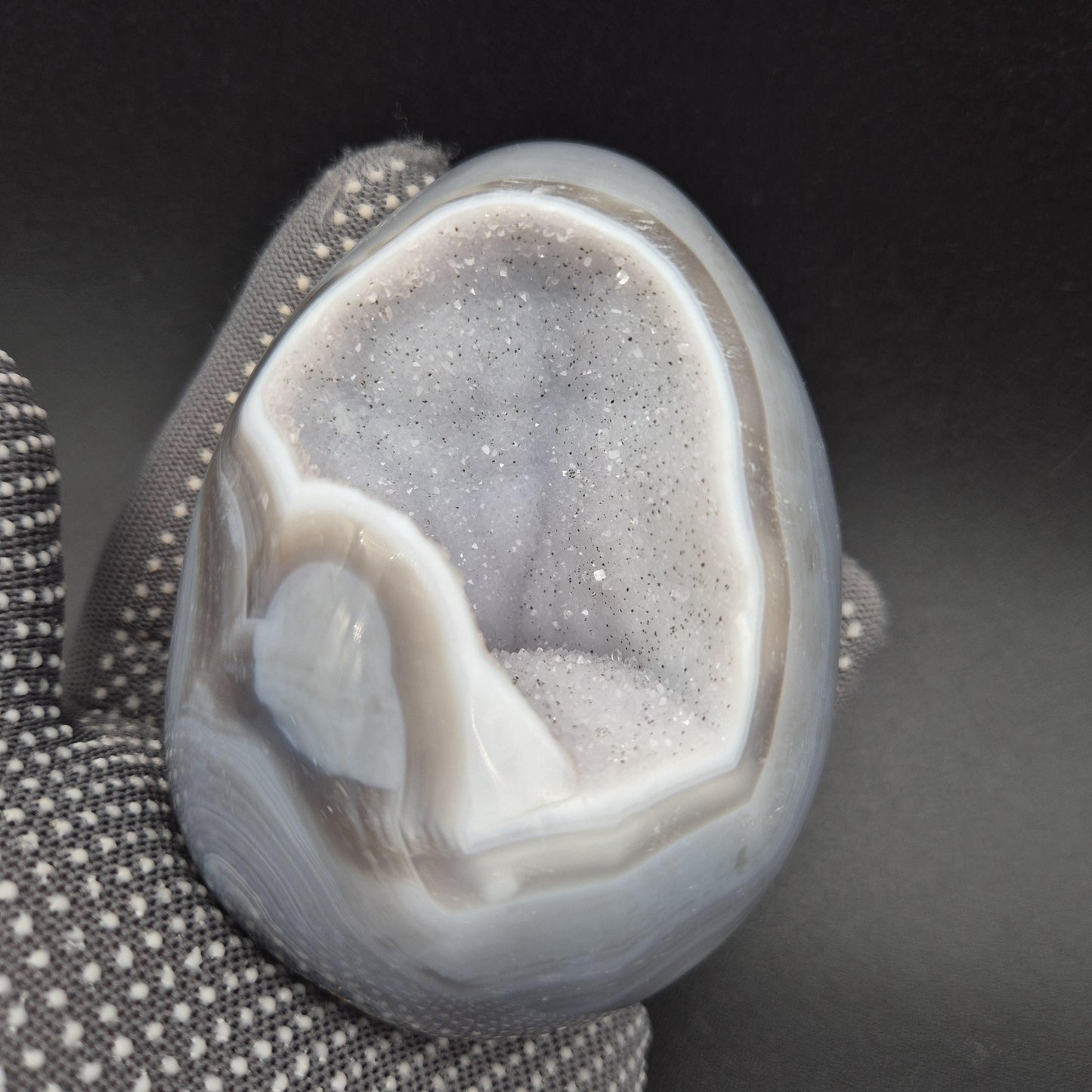AAA+ Sugar Druzy Agate Egg with Baby Blue Agate | Uruguay Crystal | 1.47 lbs