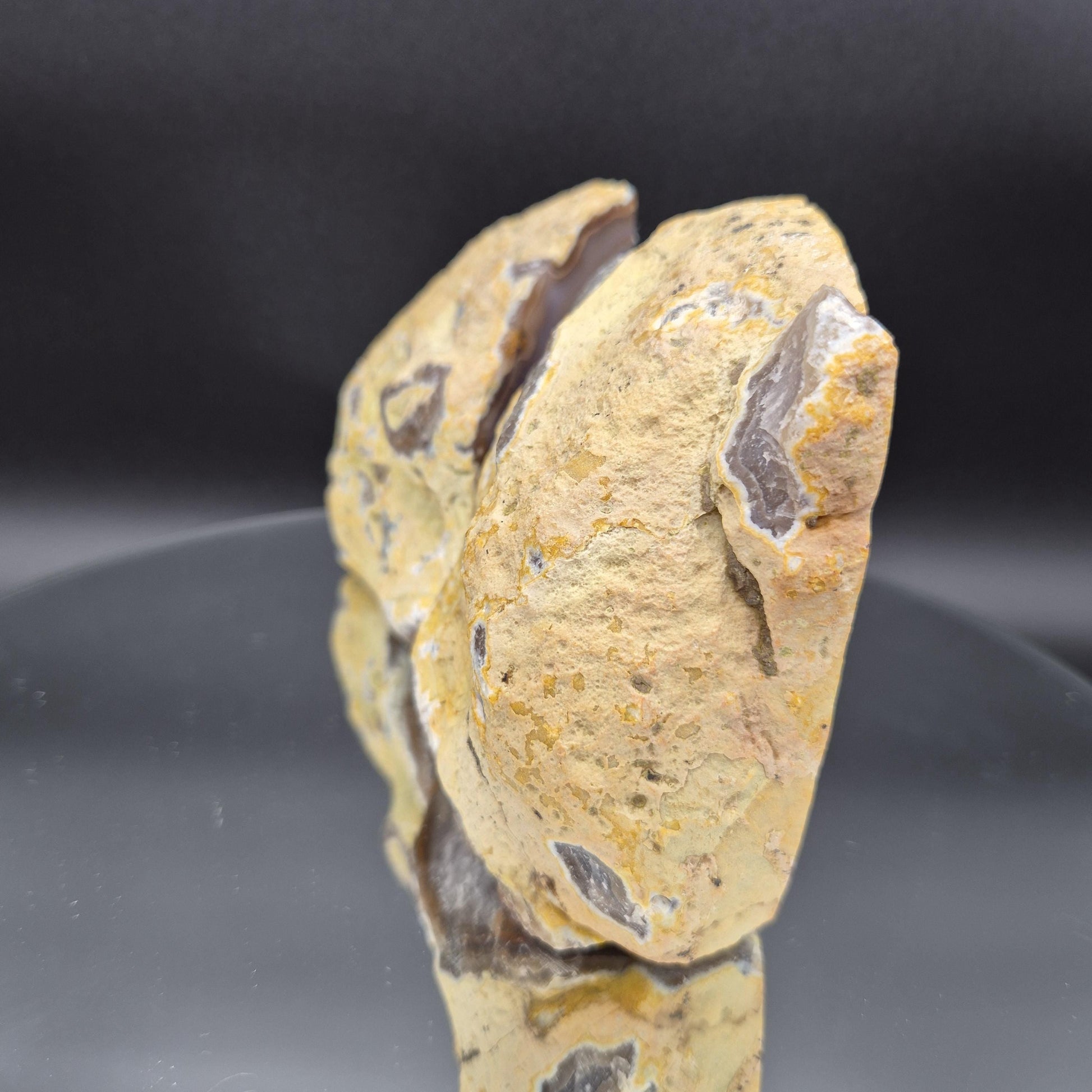 AAA+ Agate Bookends with Druzy & Stalactite Eye 7x4.5 | 3.73 lbs Natural Crystal Pair | Polished Agate Geode | Unique Home Decor Crystal Hoarder