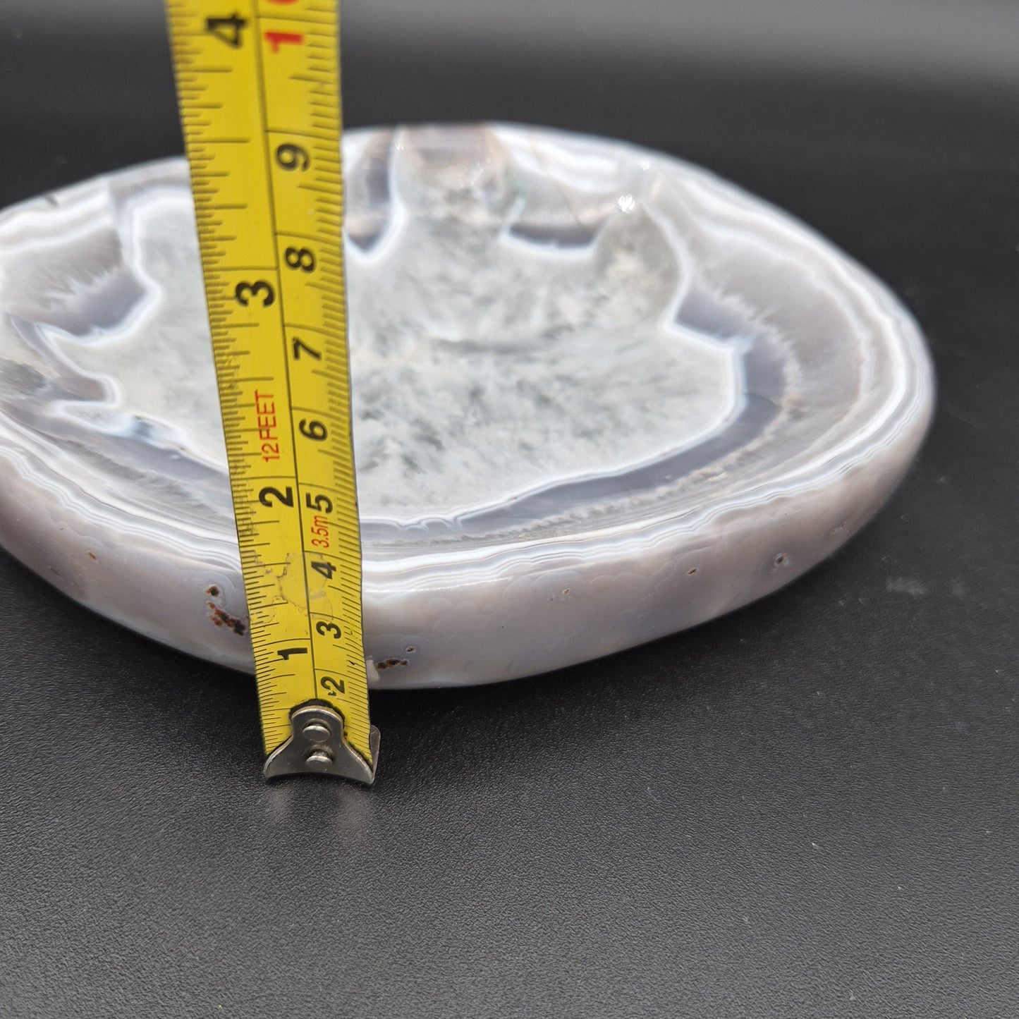 AAA+ Blue Banded Agate Quartz Bowl 7x6x1 2.63 lbs Brazil - Can be Backlit Crystal Hoarder