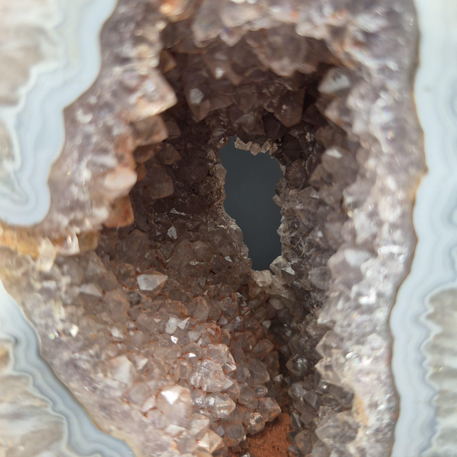 Amethyst with Baby Blue Agate Geode Portal on Stand Brazil 5.27 lbs Crystal Hoarder