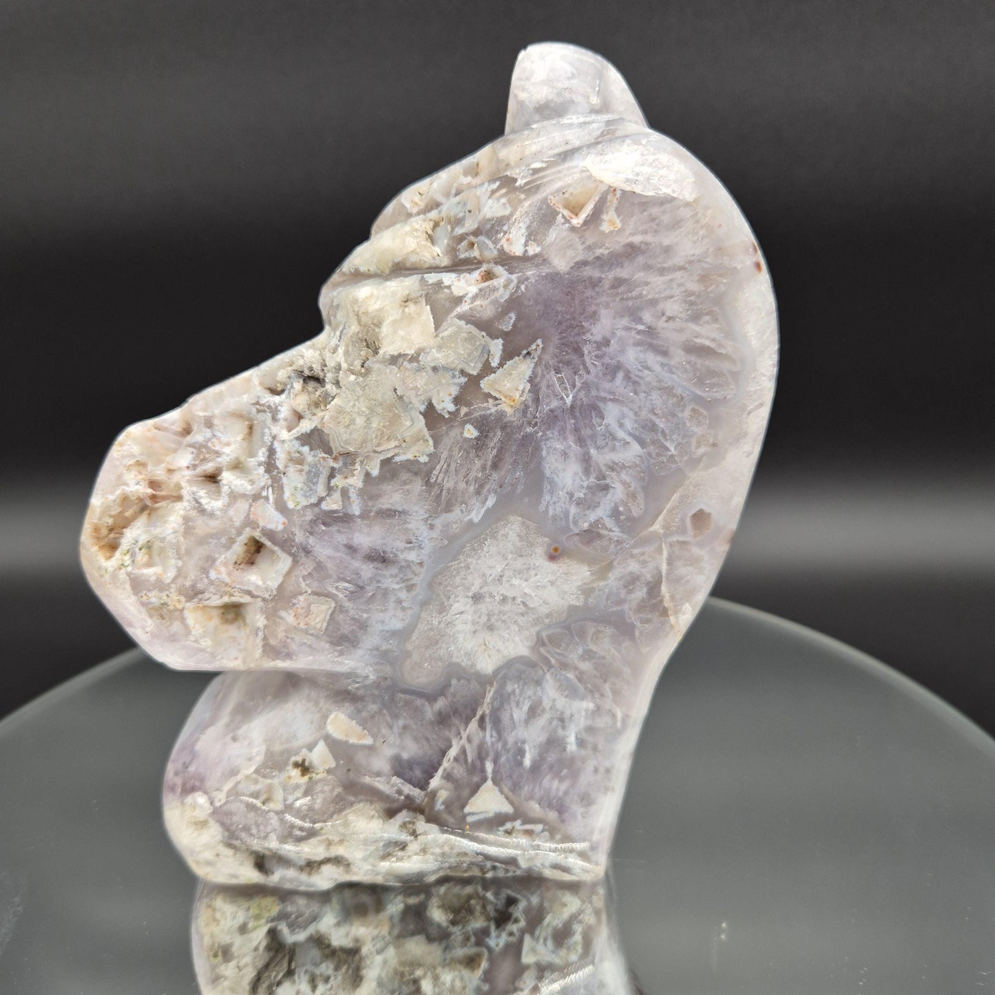 AAA+ Hand Carved Amethyst Horse - Brazilian Amethyst Sculpture - 3.77 lbs, 7 x 5in - Natural Crystal Carving Crystal Hoarder