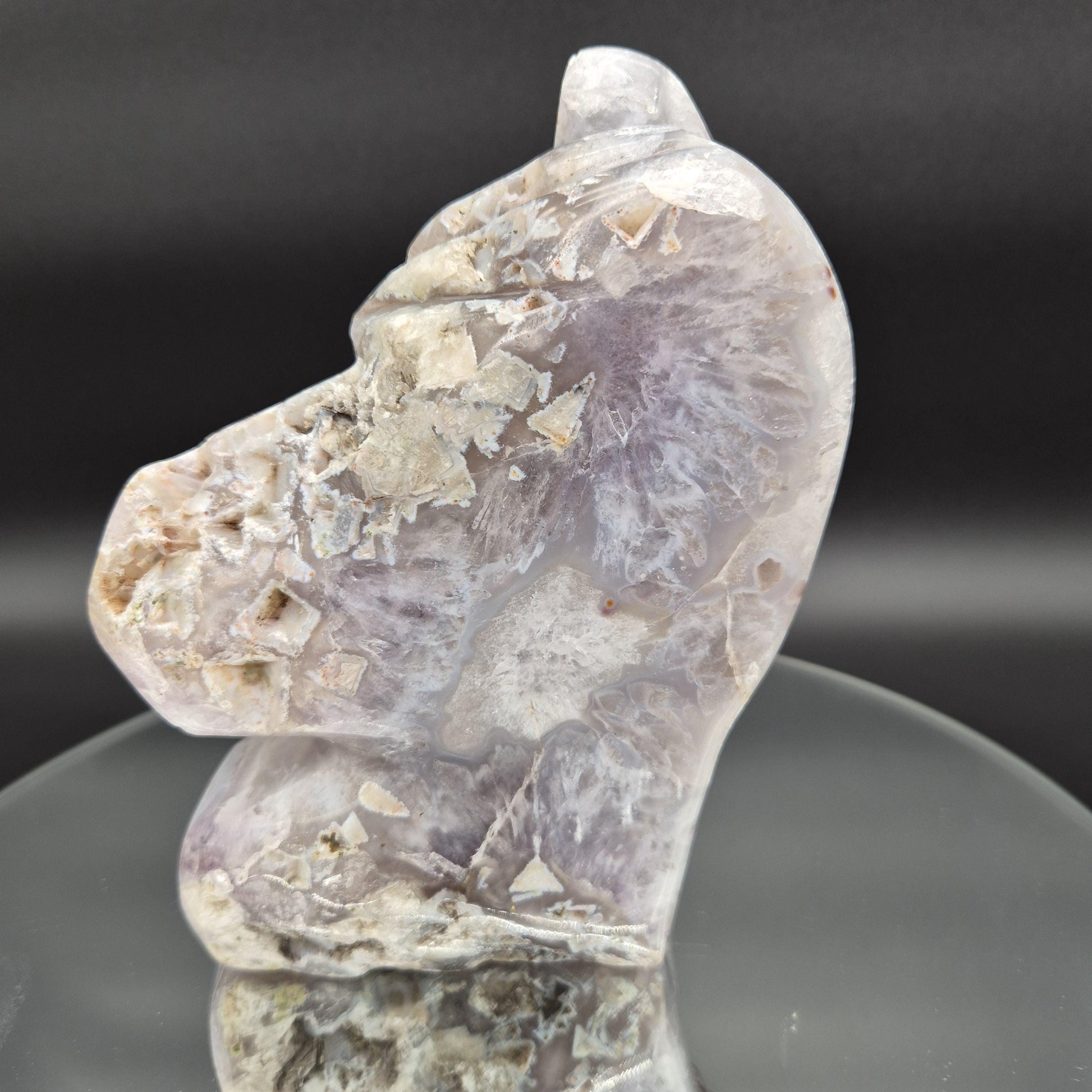 AAA+ Hand Carved Amethyst Horse - Brazilian Amethyst Sculpture - 3.77 lbs, 7 x 5in - Natural Crystal Carving Crystal Hoarder