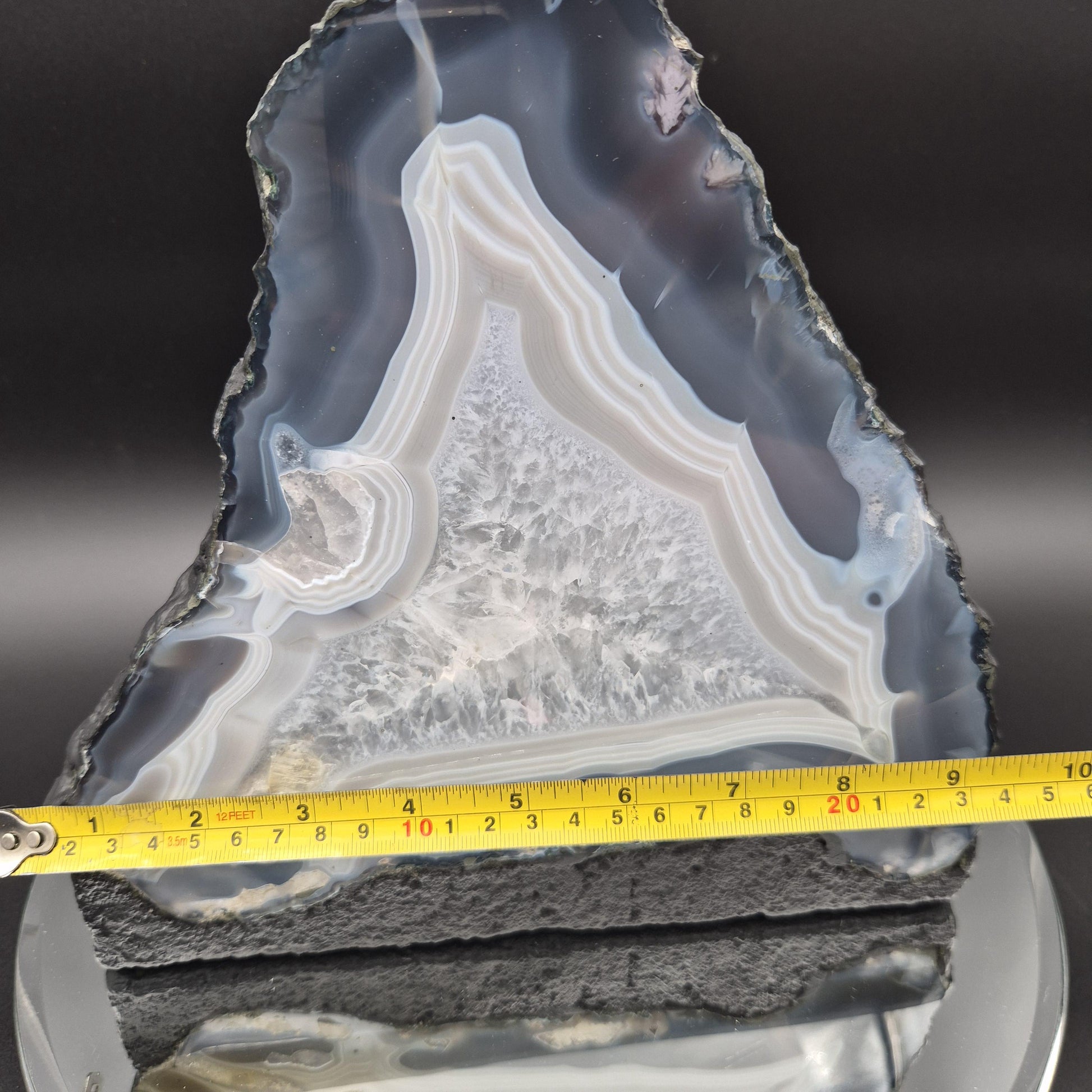 Druzy Amethyst with Blue Banded Agate Cathedral – Brazil – 13.04 lb Statement Specimen Crystal Hoarder