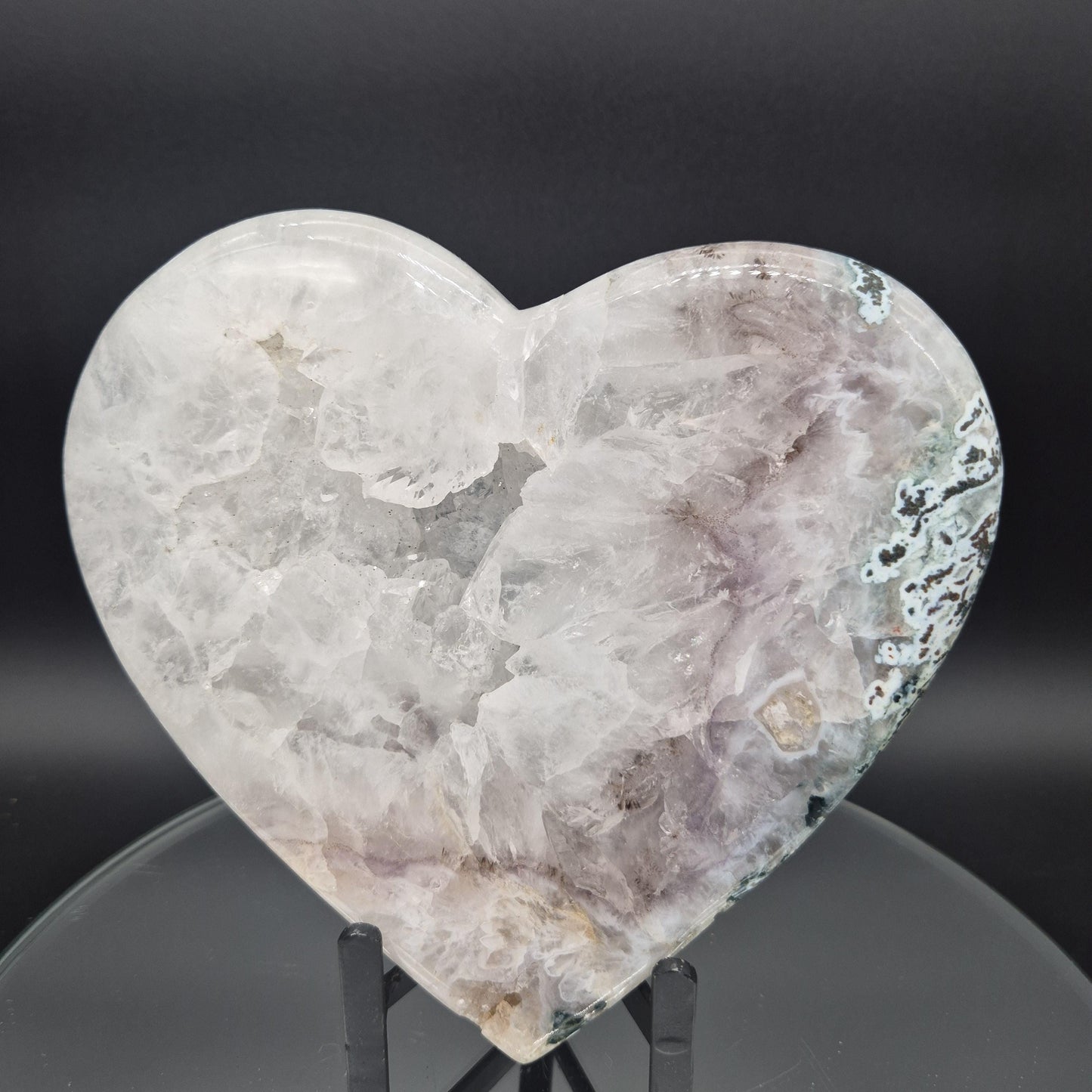 AAA+ Rare Amethyst Quartz Jasper Heart with Hematite Rutile 8x7.5x1 4.86 lbs Brazil Crystal Hoarder