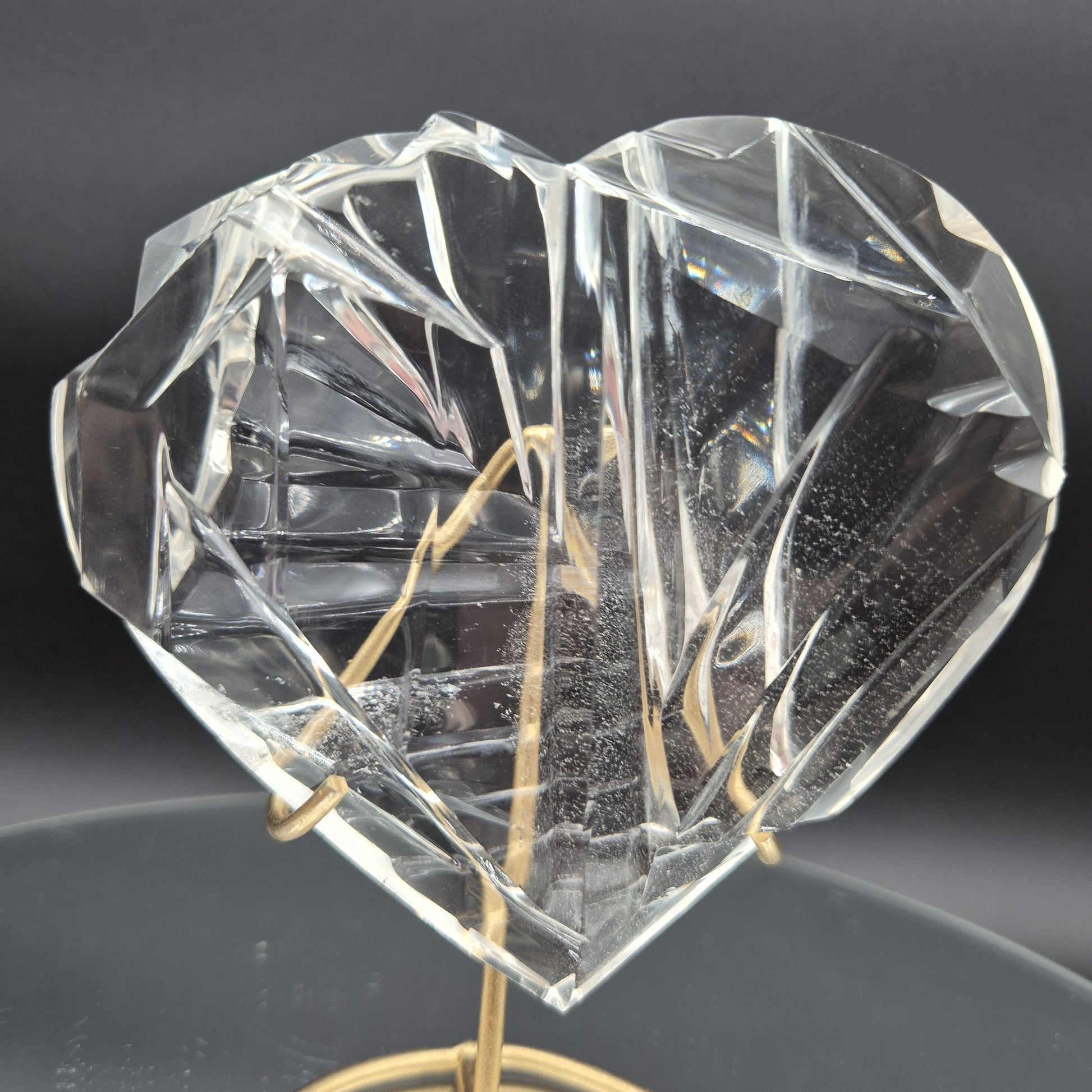 AAA+ Water Clear Quartz Faceted Heart - Hand Carved Brazil - 1.23 lbs - 5.5 x 4.5in - Rare One of a Kind Crystal Crystal Hoarder