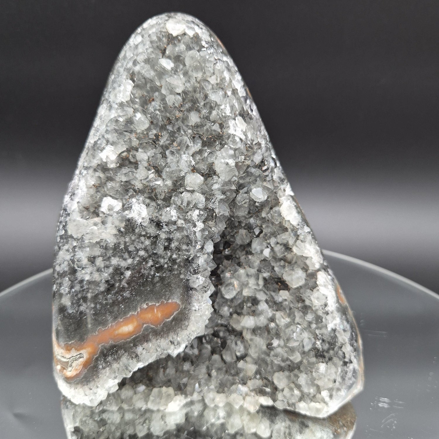 3.69 lb Collector Quality Super Rare Green Amethyst with Bright Orange Stalactite Eye – 6"x5.5"x3.5" – Uruguay Crystal Hoarder