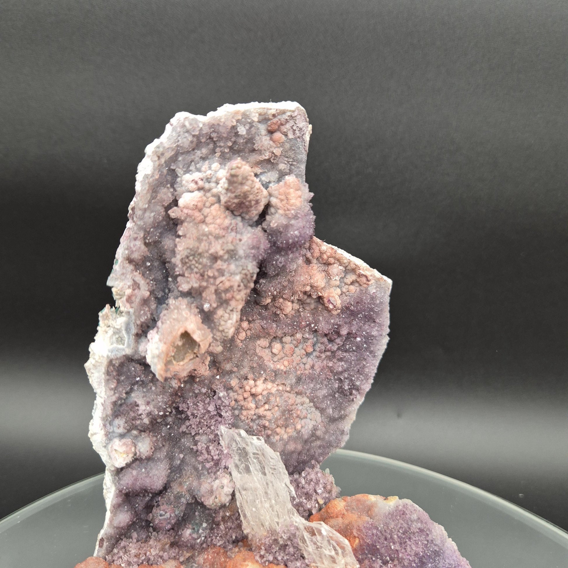Zeolite Amethyst with Selenite Gypsum Brazil Crystal Sculpture 1.94 lb 7x6x4 Natural Mineral Specimen Crystal Hoarder