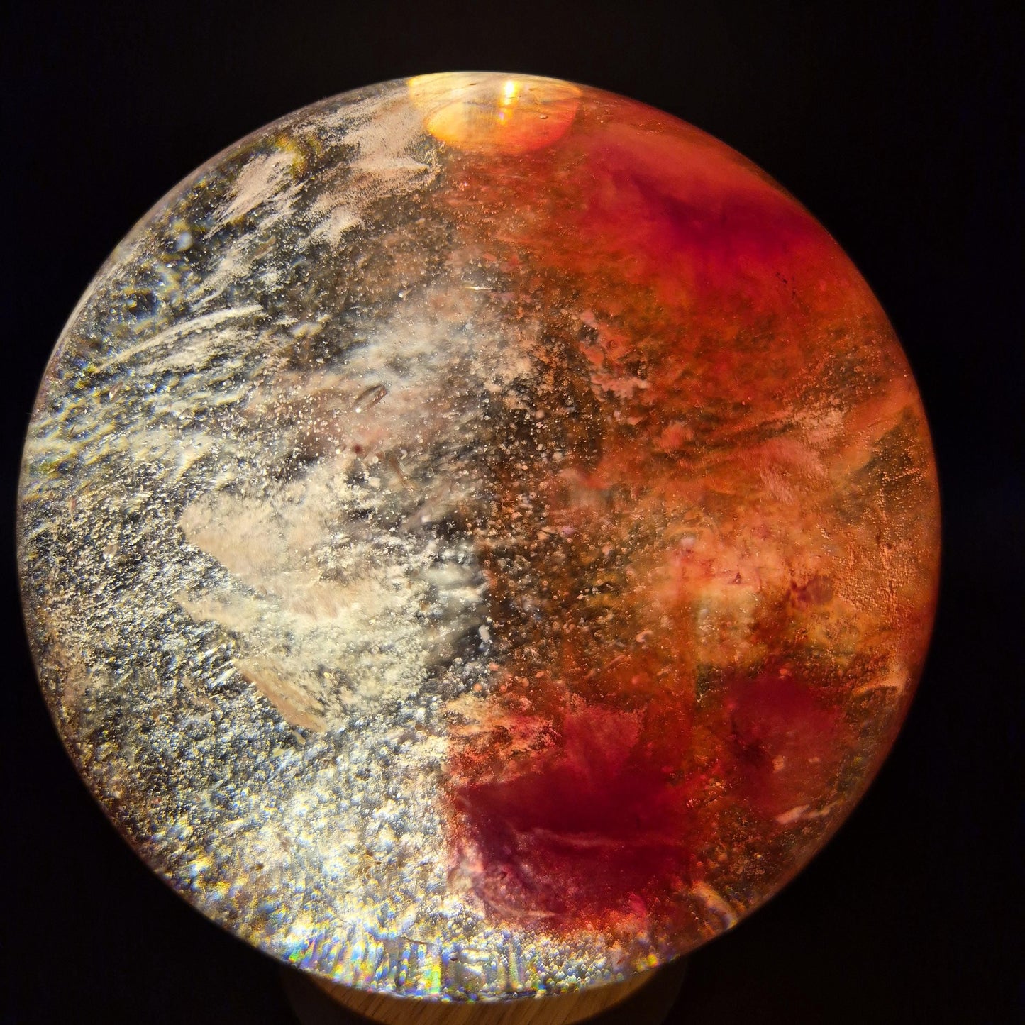 12.65 lbs - 6.5in (165mm) Huge AAA+ Red Smelt Quartz Sphere  Crystal Ball - Deep Red Glass Sphere - Optional LED Light Base Crystal Hoarder
