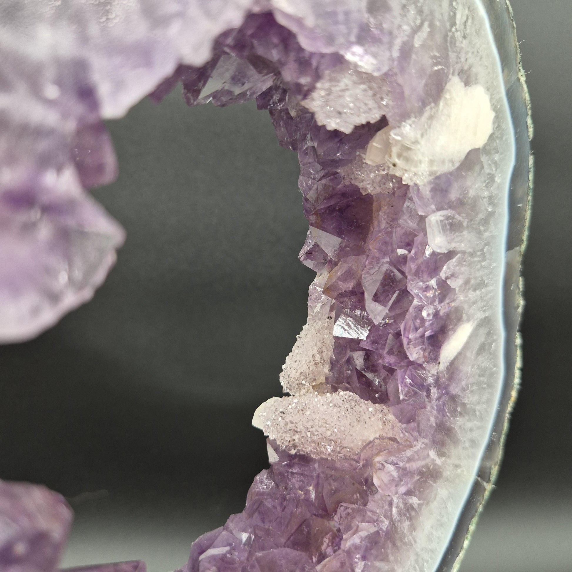 Super Rare AAA+ Amethyst Portal with UV Reactive Calcite Quartz Blue Agate Brazil 5.07 lbs 9.5x7.5x1.5 Collector Crystal Crystal Hoarder