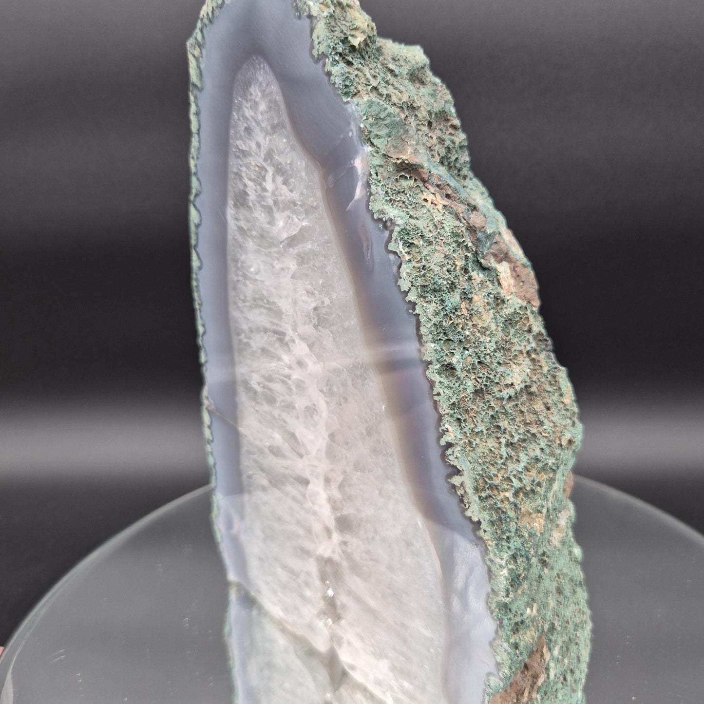 Quartz with Rainbow Inclusions and Blue Banded Agate Cut Base Brazil 7.85 lb 9x6x2.5 Crystal Display Specimen Crystal Hoarder