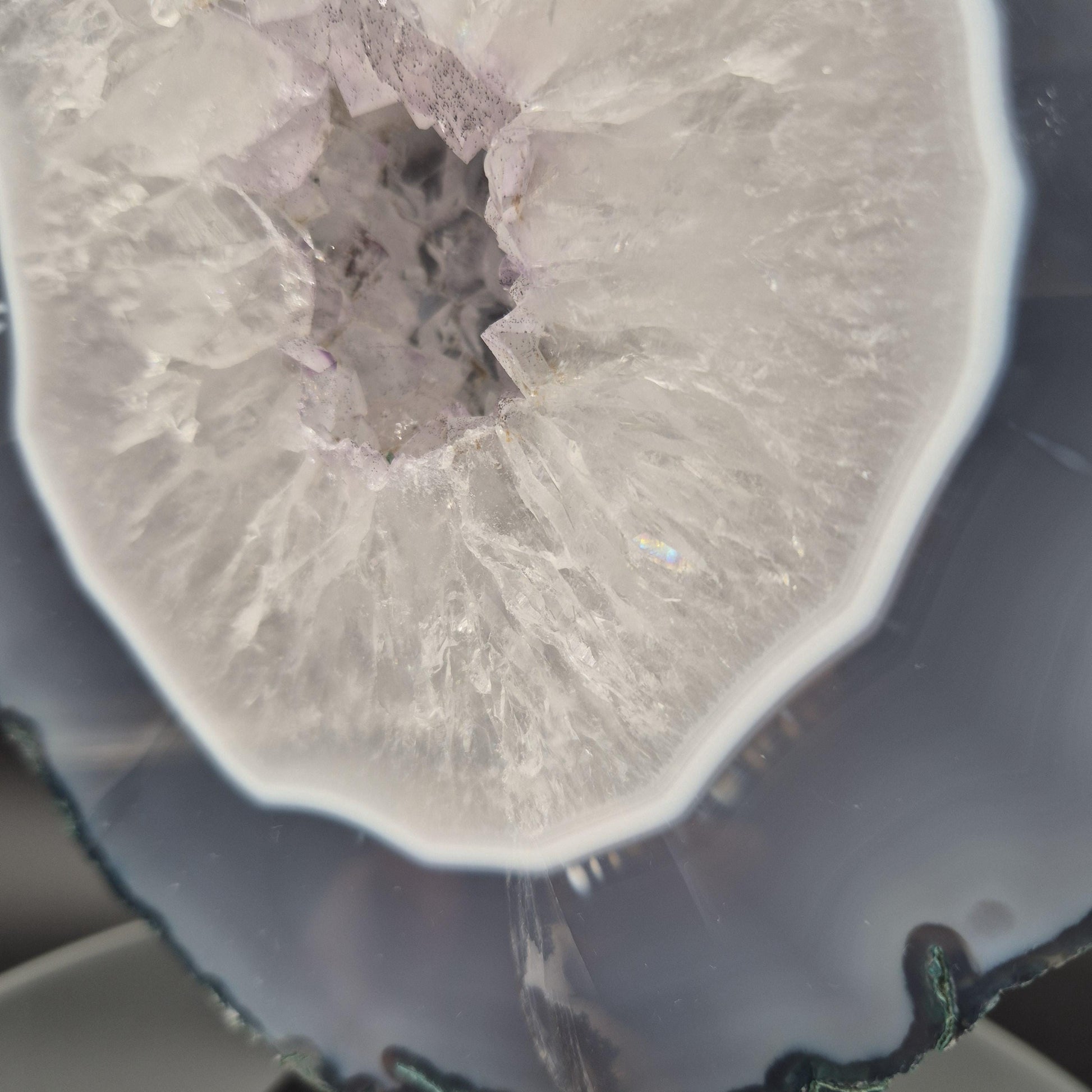 Amethyst with Blue Banded Agate Portal Brazil 4.9 lbs 11x6x1.25 Druzy Crystal Display Crystal Hoarder