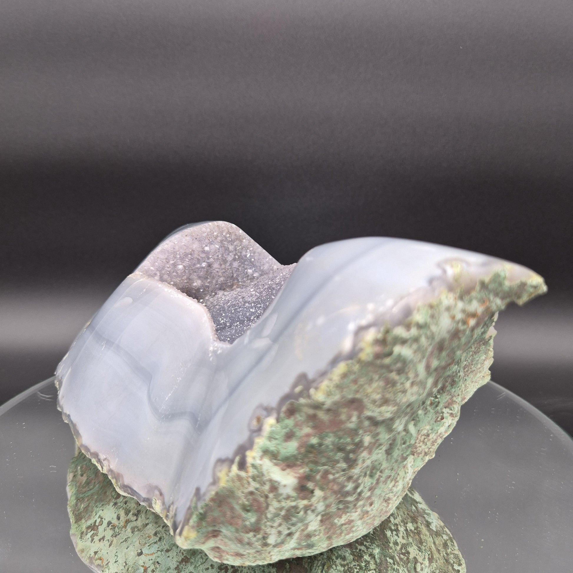 Rare Druzy Amethyst and Quartz with Blue Banded Agate 9.5x6x4.5 9.94 lbs Crystal Hoarder