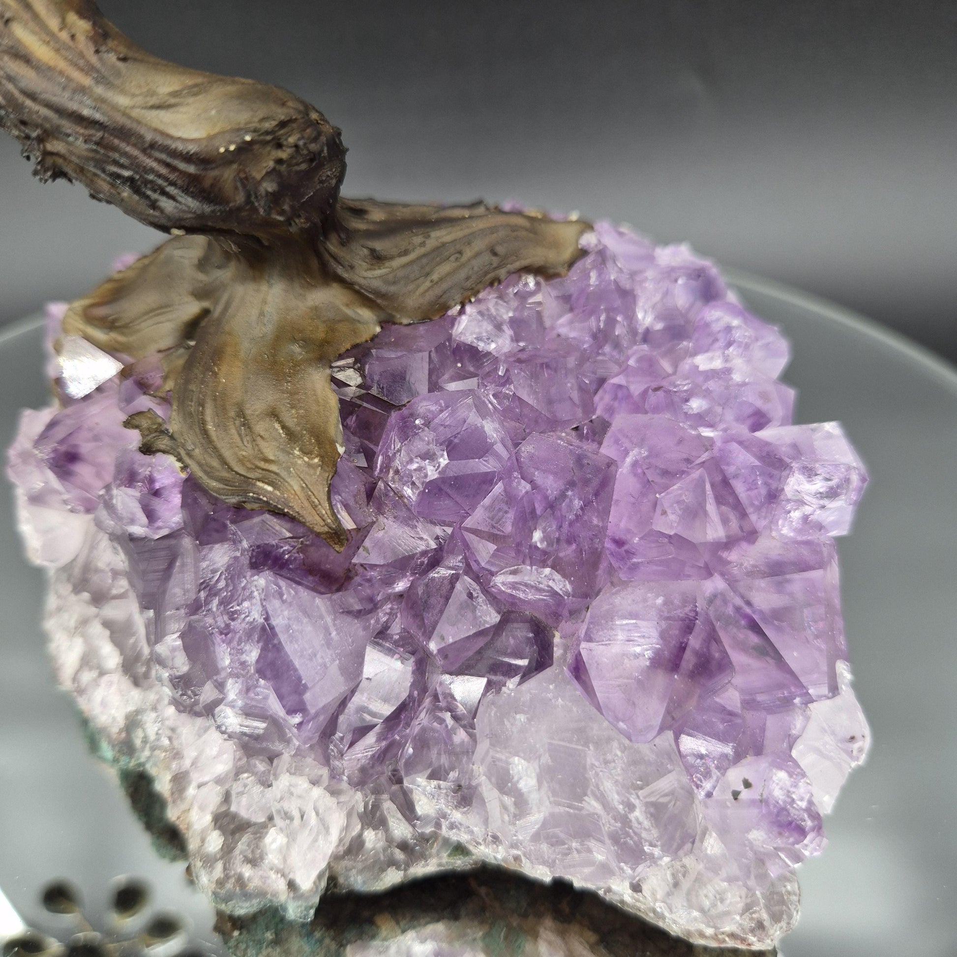 Hematite Crystal Tree on Premium Brazil Amethyst Base - Large Amethyst Cluster Sculpture - Mineral Specimen Décor - 4.89 lbs | 10.5in Tall Crystal Hoarder