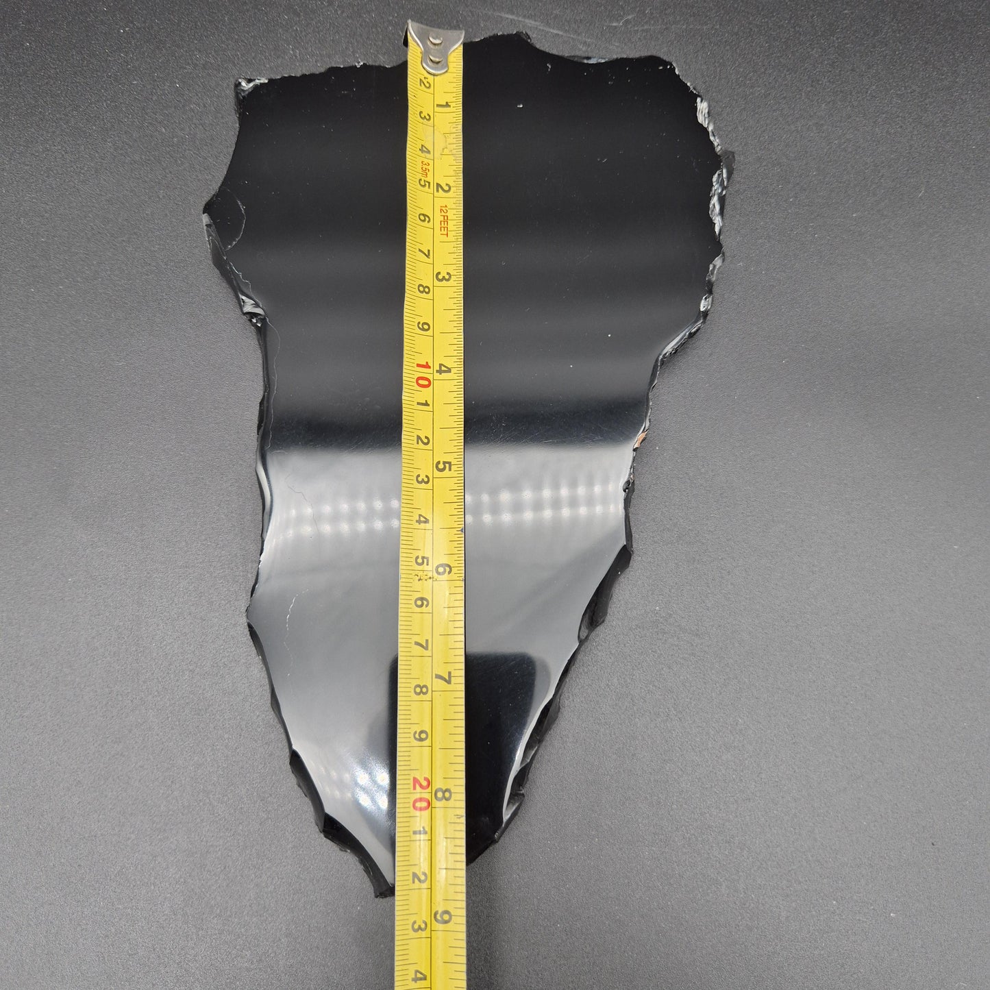 Black Obsidian Scrying Mirror 9x5 inch | Live Edge Polished Volcanic Glass Divination Mirror | 1.5 lbs Crystal Hoarder
