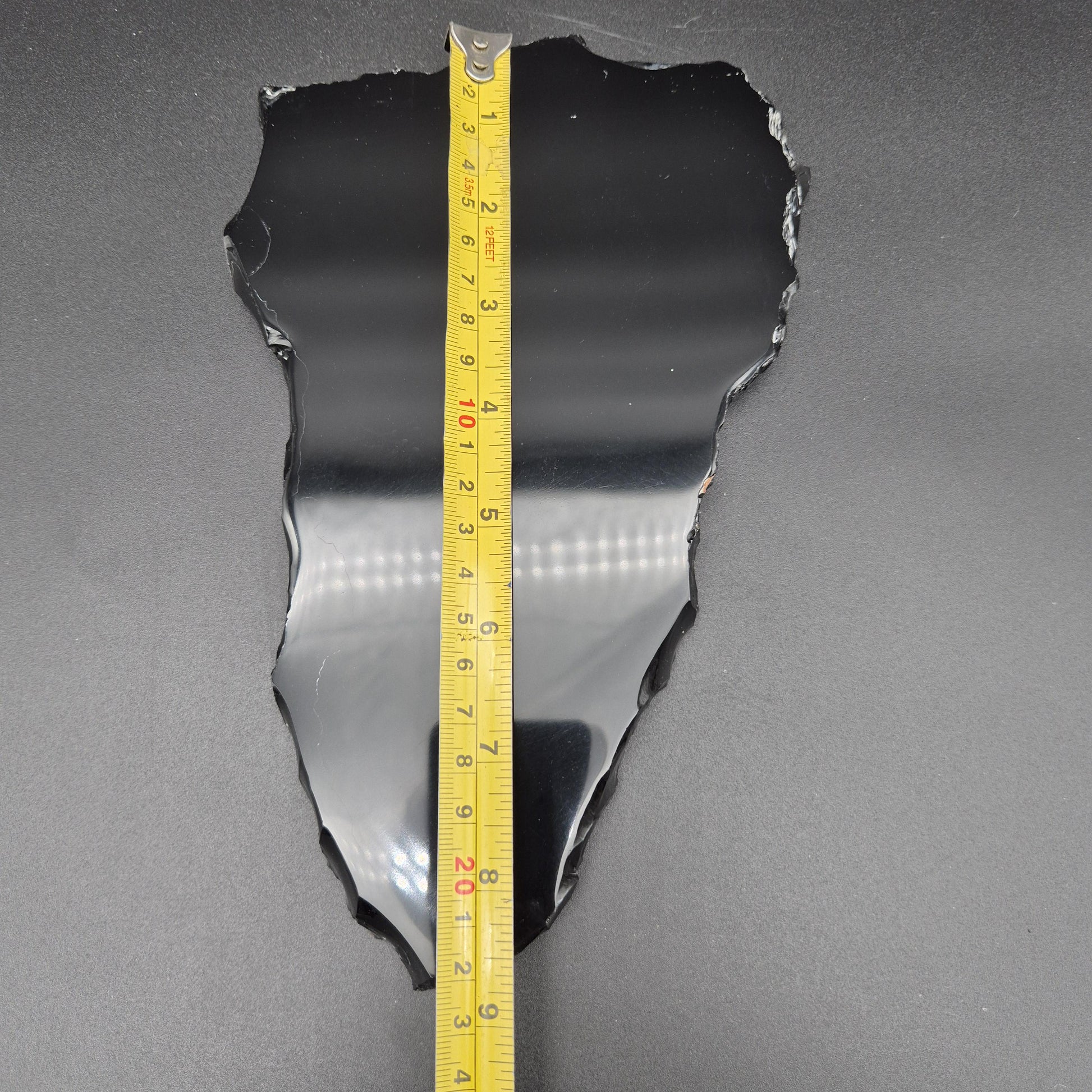 Black Obsidian Scrying Mirror 9x5 inch | Live Edge Polished Volcanic Glass Divination Mirror | 1.5 lbs Crystal Hoarder