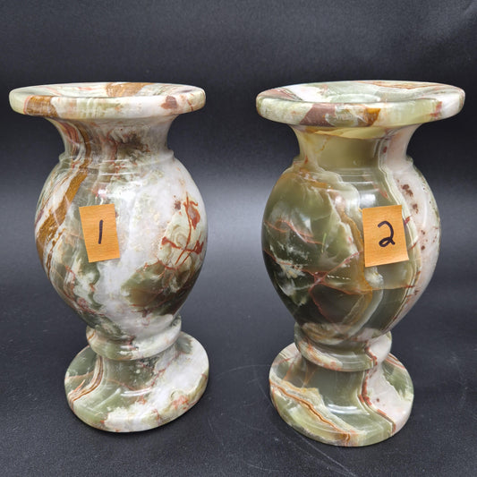 8 inch Polished Green Onyx Vase | Natural Stone Vase |  Hand Carved Onyx Vessel | Choose 1 of 2 | 4.5lbs Crystal Hoarder