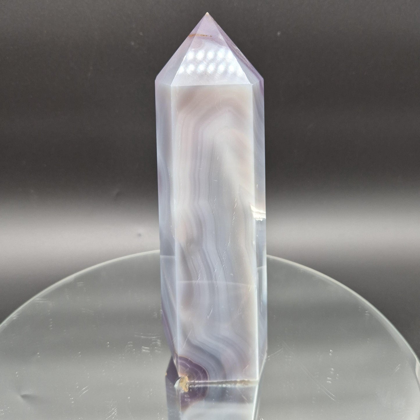 Blue Banded Agate Tower from Brazil – Polished Crystal Point – 3.01 lb 8.5" Display Specimen Crystal Hoarder