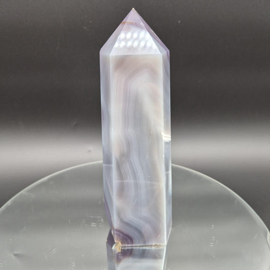 Blue Banded Agate Tower from Brazil – Polished Crystal Point – 3.01 lb 8.5" Display Specimen Crystal Hoarder