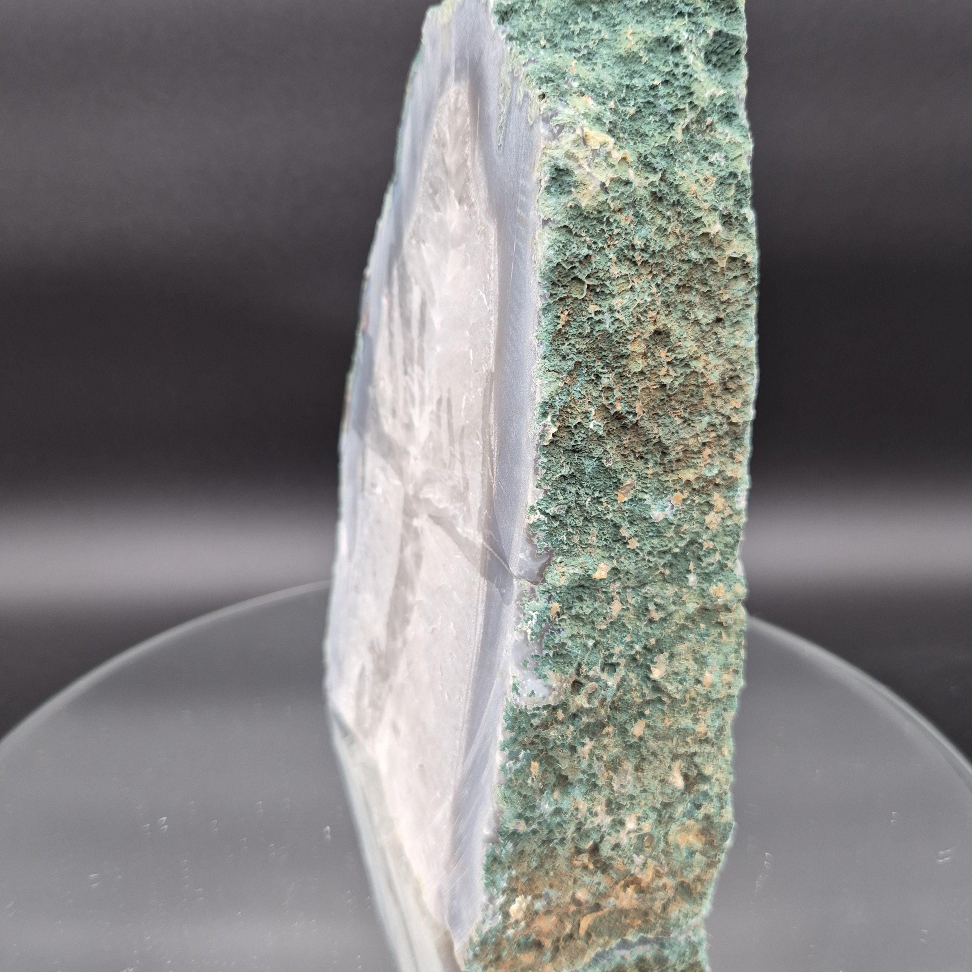 Quartz with Rainbow Inclusions and Blue Banded Agate Cut Base Brazil 7.85 lb 9x6x2.5 Crystal Display Specimen Crystal Hoarder