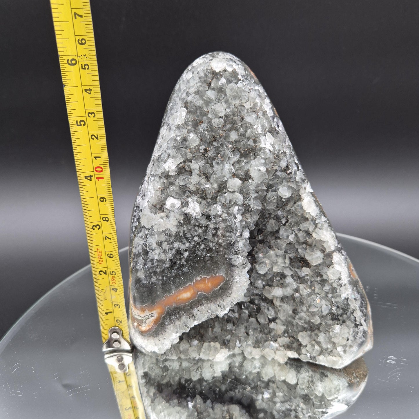 3.69 lb Collector Quality Super Rare Green Amethyst with Bright Orange Stalactite Eye – 6"x5.5"x3.5" – Uruguay Crystal Hoarder