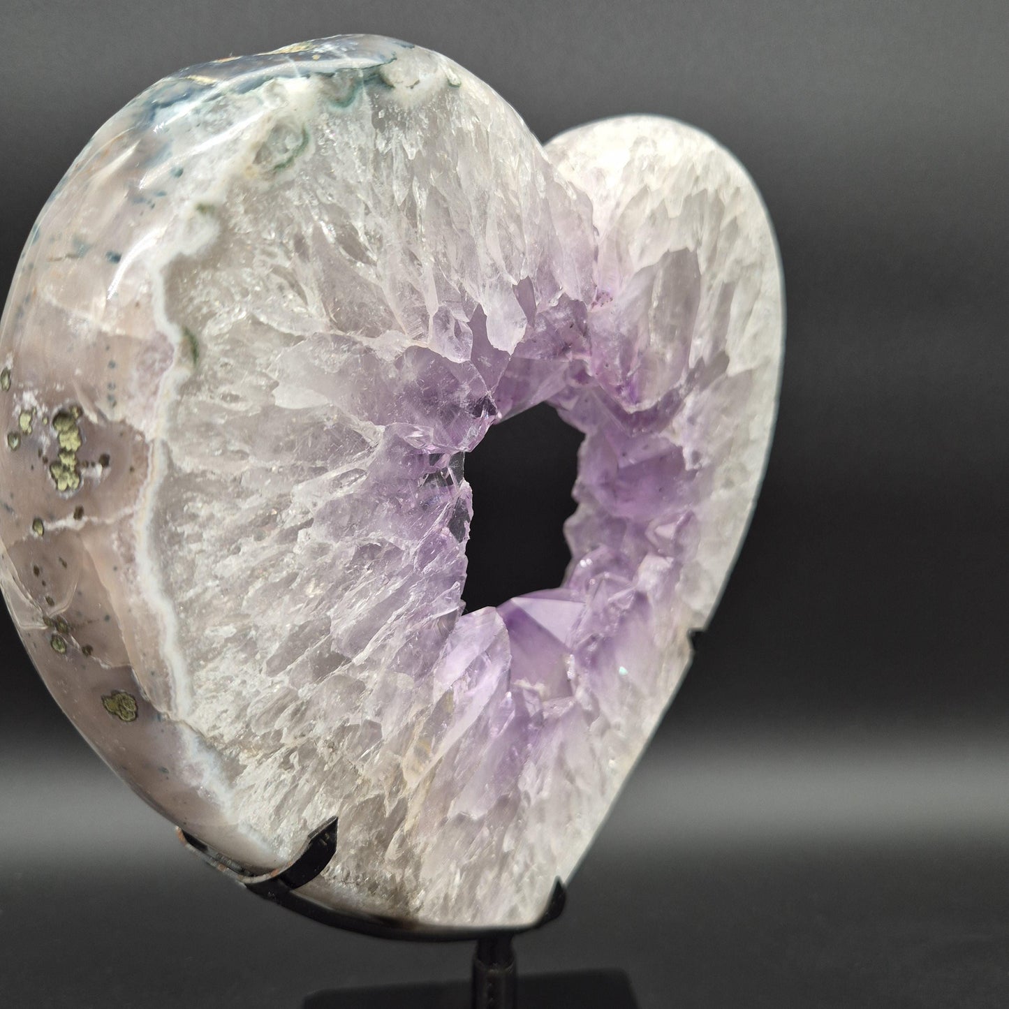 AAA+ Amethyst Heart Portal on Spin Stand Brazil 7 lbs 11.5x9x1.5 Druzy Crystal Display Crystal Hoarder