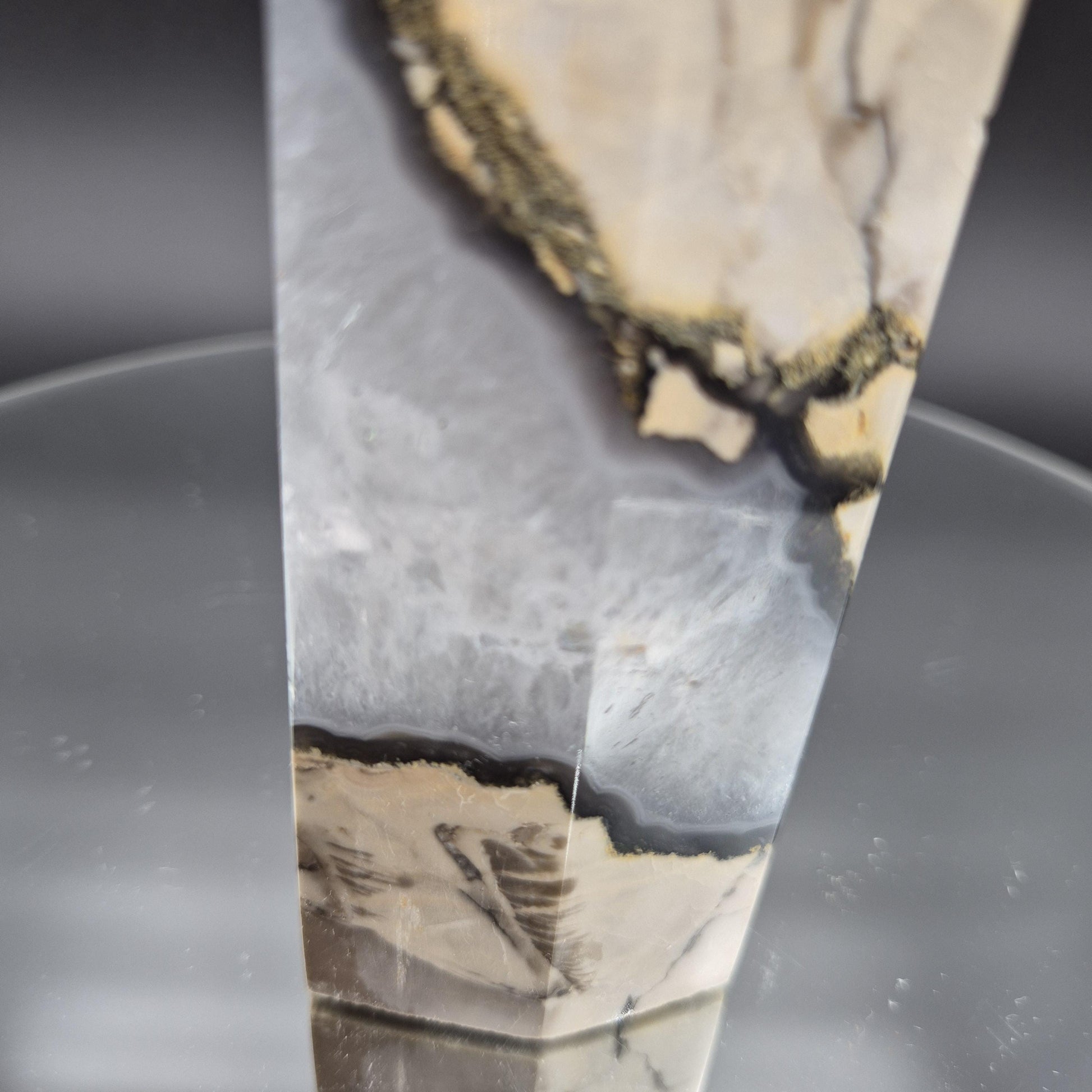 AAA+ Agate in Quartz Tower - 9 x 2.5in, 2.16 lbs - Display Crystal, Collector Tower, Home Decor Crystal Hoarder