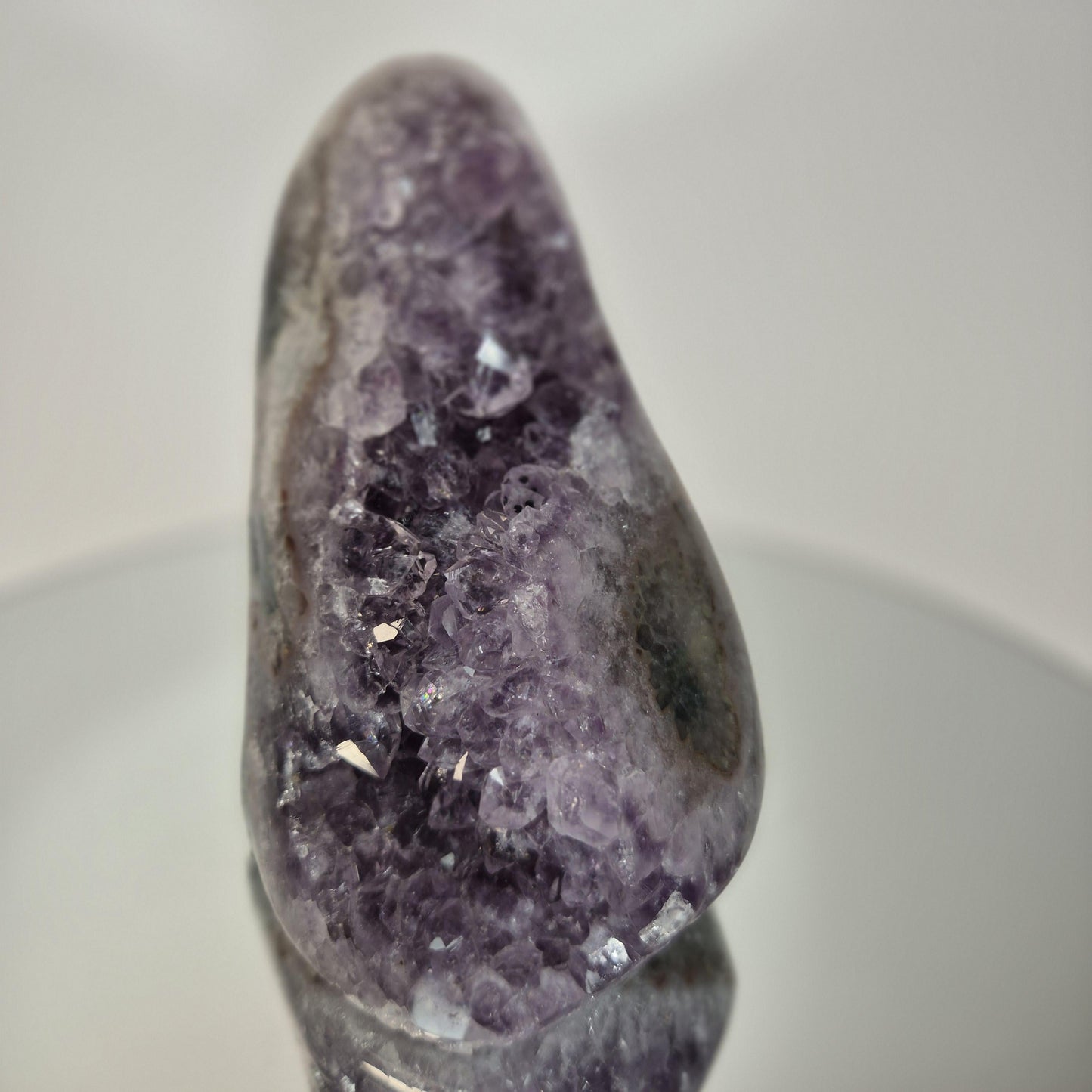 AAA+ Uruguay Amethyst Cut Base with Stalactite Eye (Amethyst Flower) - Backlit Both Sides & Bottom, Collector Display Specimen Crystal Hoarder