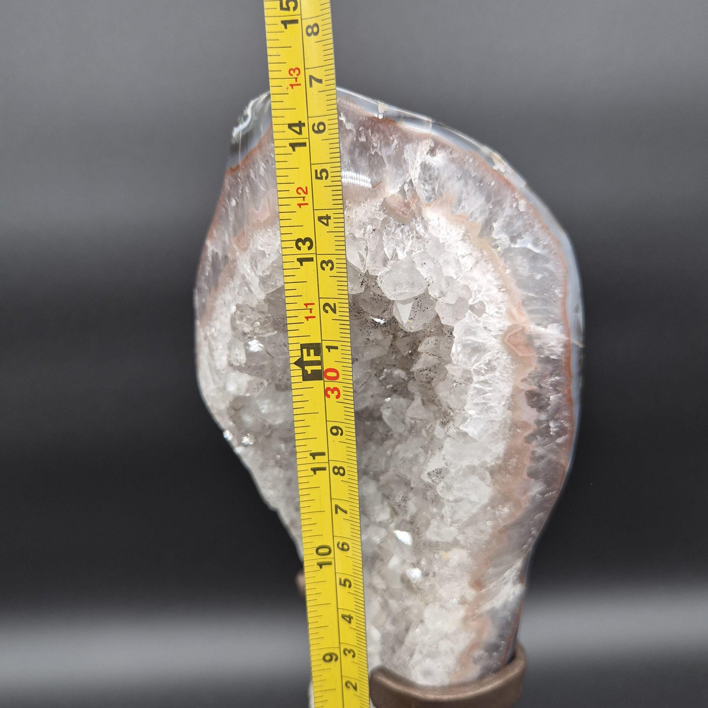 AAA+ One of a Kind Fully Polished Quartz with Pink and Blue Banded Agate Uruguay 7.68 lb 14.5x5x3 Crystal Display Crystal Hoarder