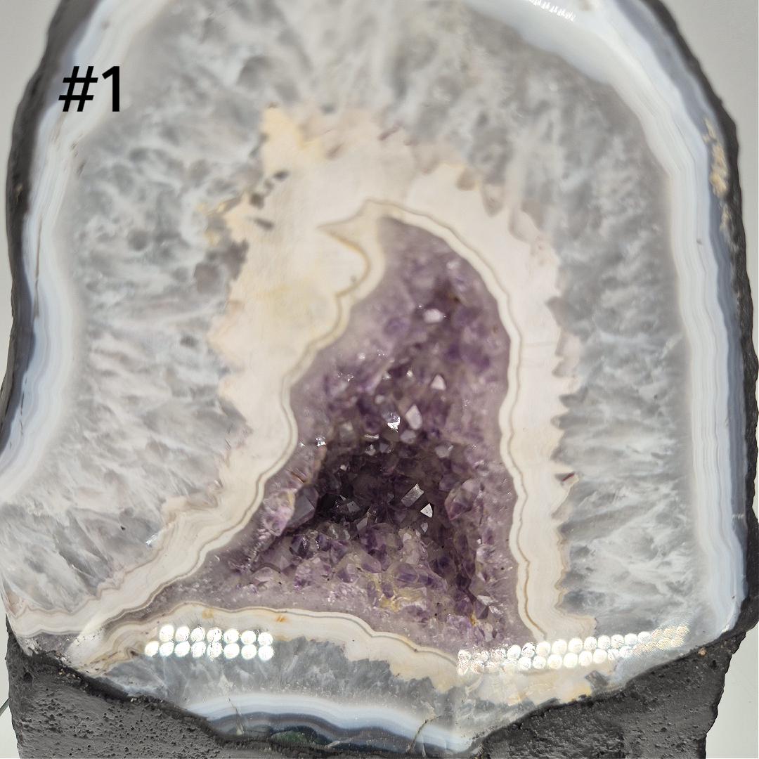 Rare Druzy Amethyst with Blue Banded Agate Cathedral - Brazil | Choose Your Crystal Crystal Hoarder