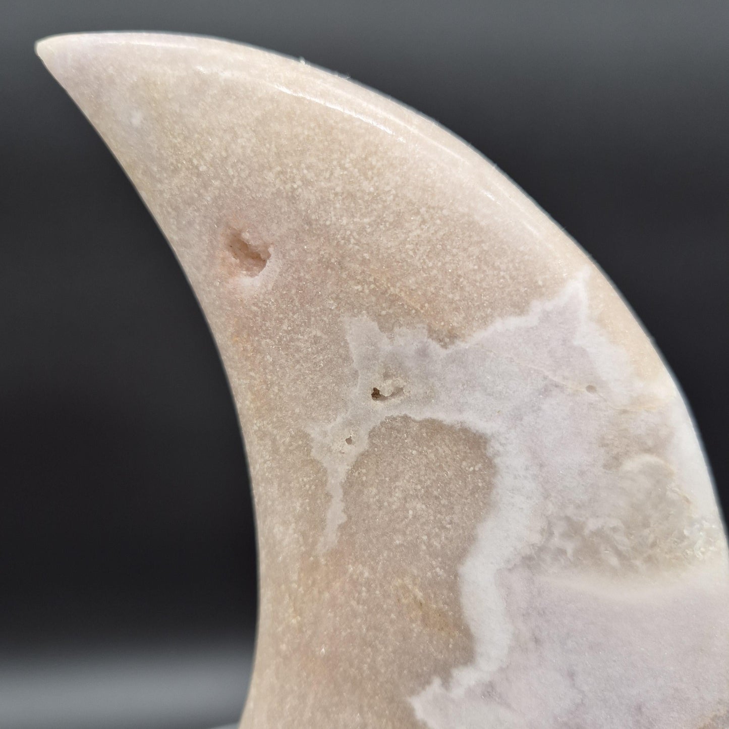 AAA+ Pink Amethyst Moon - Brazil - 2.29 lbs - 10 x 5.5in - Hand Carved Crystal Crescent - Rare Pastel Amethyst Decor Crystal Hoarder