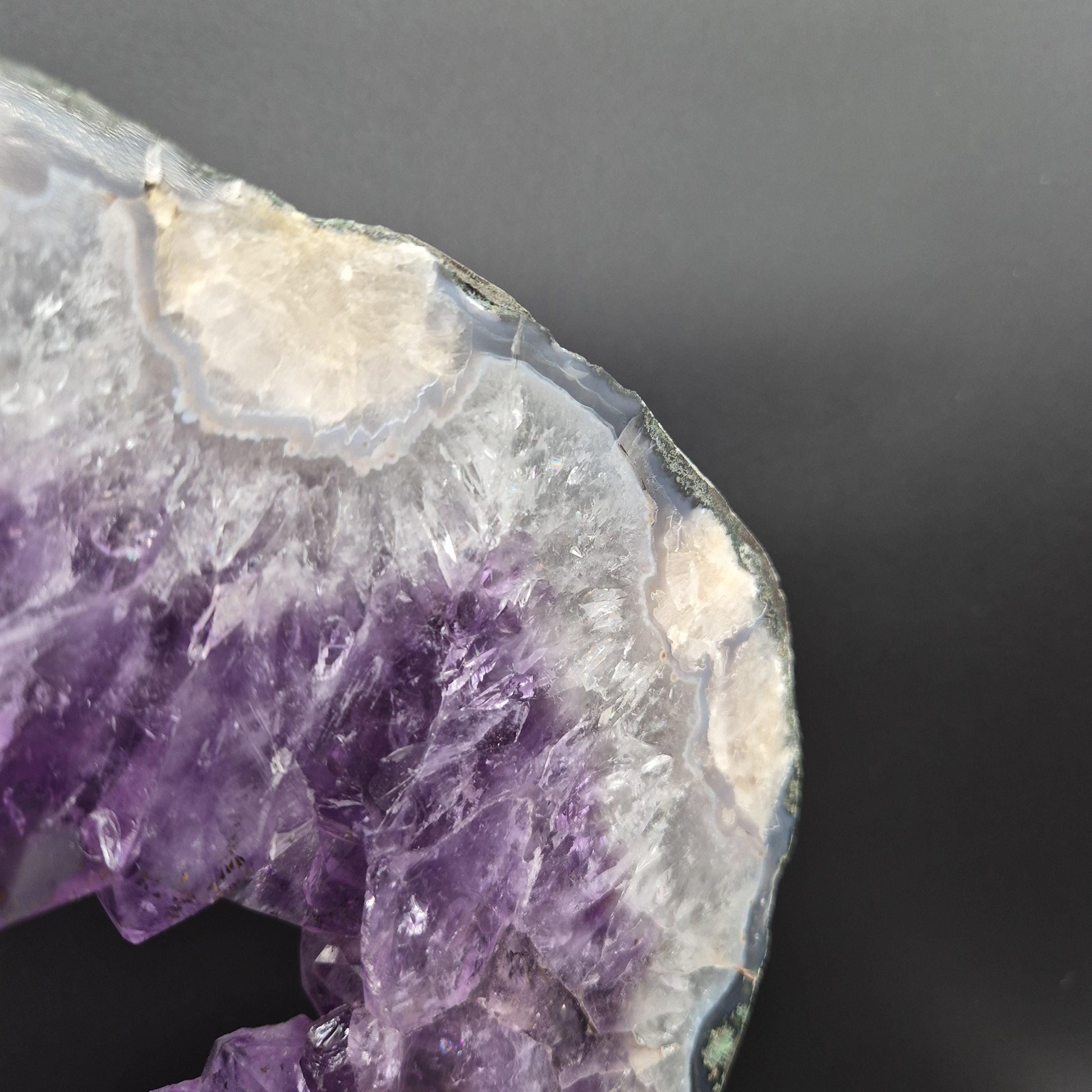 AAA+ Amethyst with UV Reactive Calcite Portal on Stand Brazil 13.17 lbs 17x12x1.5 Statement Crystal Display Crystal Hoarder