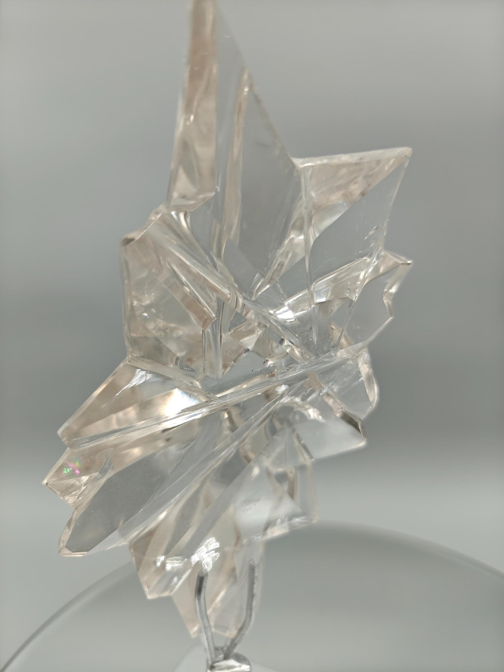 AAA+ Clear Quartz Faceted Sculpture Art - 9.5 x 3in - 1.76 lbs - Polished Quartz Crystal Display Crystal Hoarder